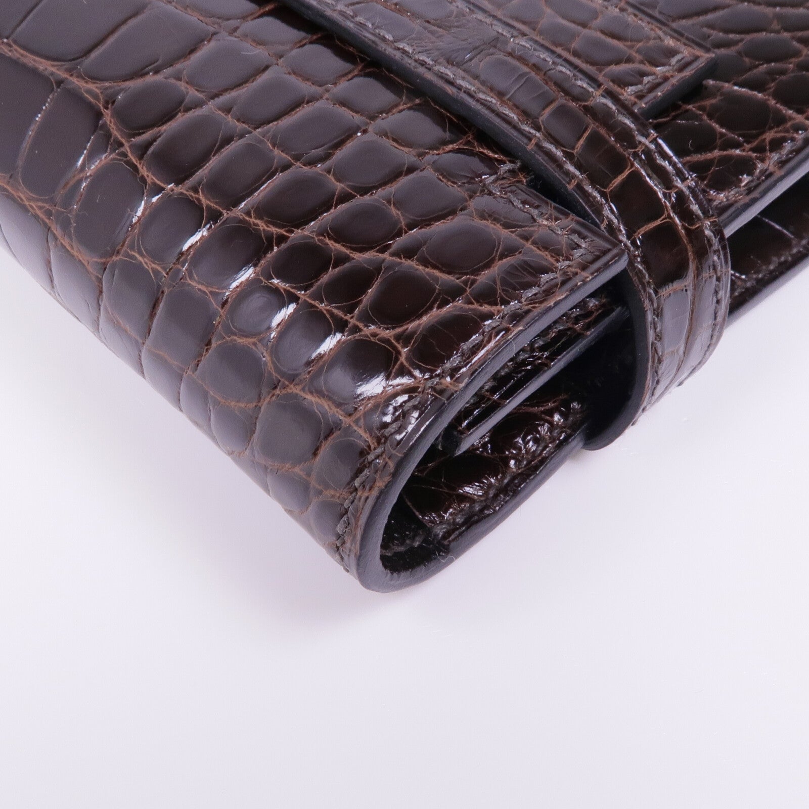 HERMES 【激減優惠】Alligator皮革Kelly Long Wallet金扣長錢包
