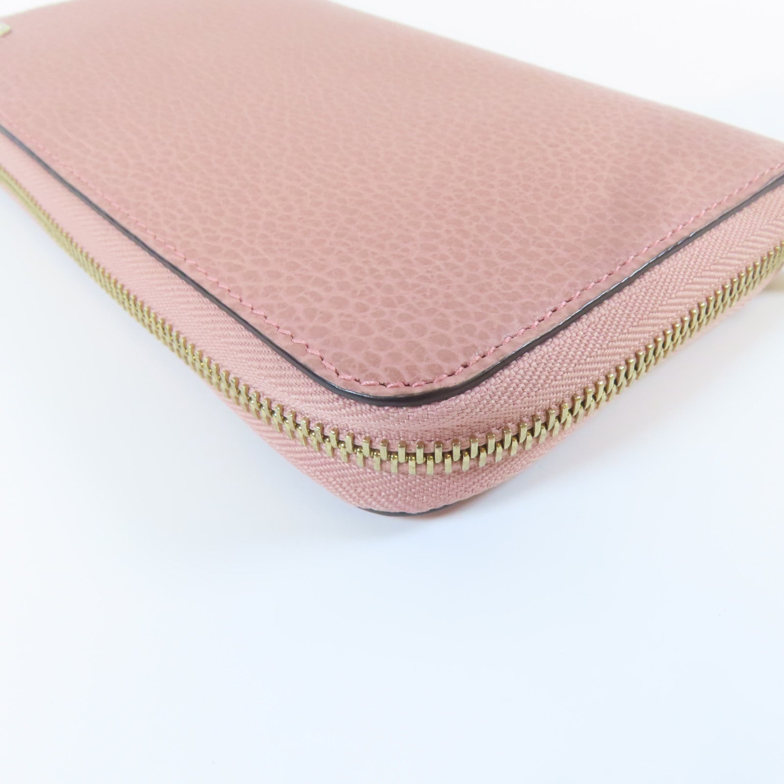 GUCCI **【激減優惠】牛皮皮革Zipper Long Wallet金扣長錢包粉紅色