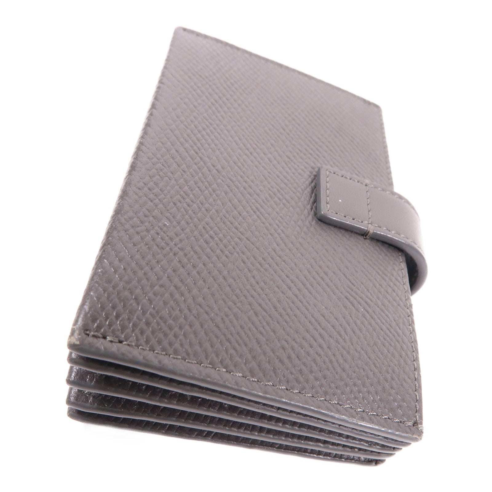 CELINE GHW Card Case Calfskin Leather Gray