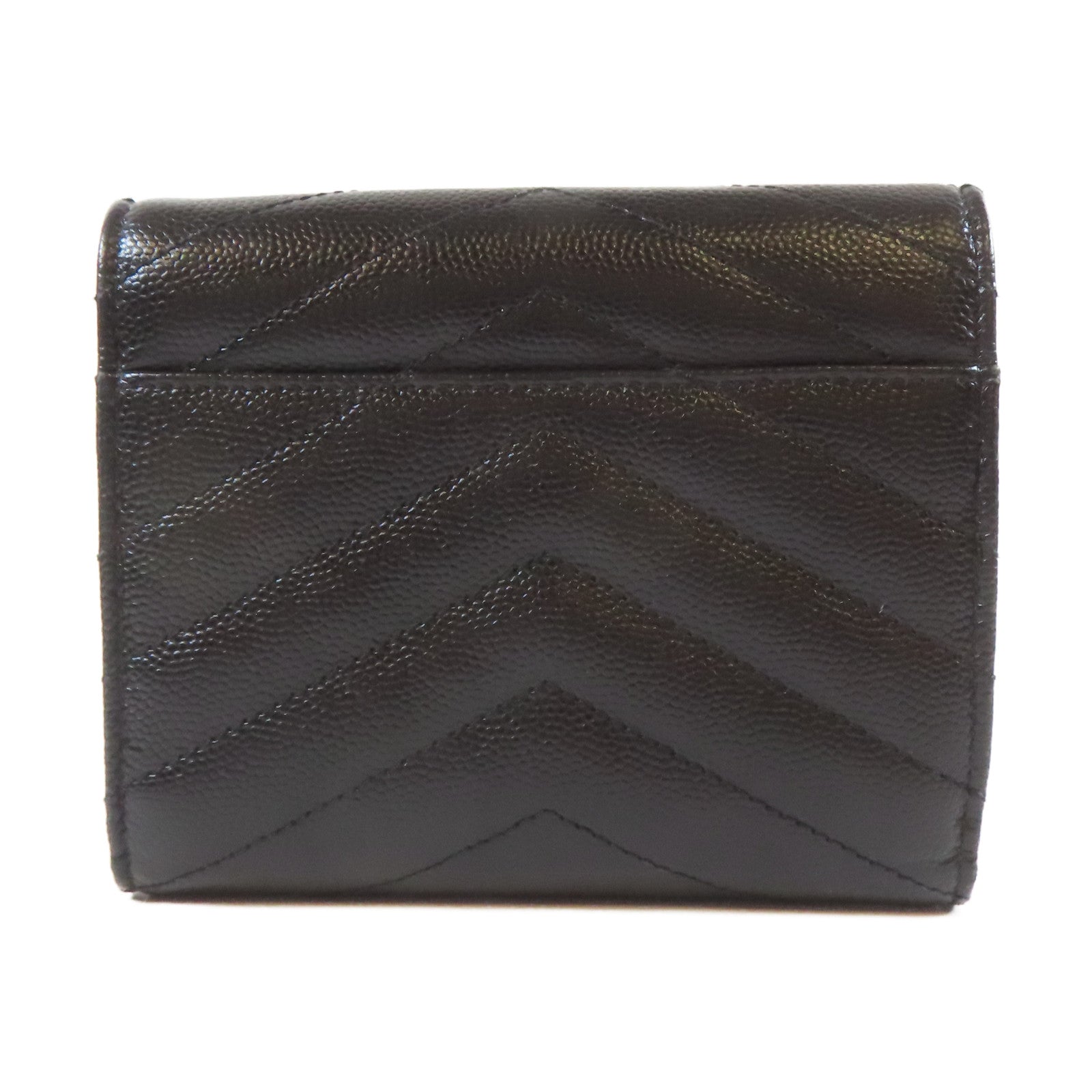 SAINT LAURENT 牛皮皮革Wallet銀扣錢包黑色