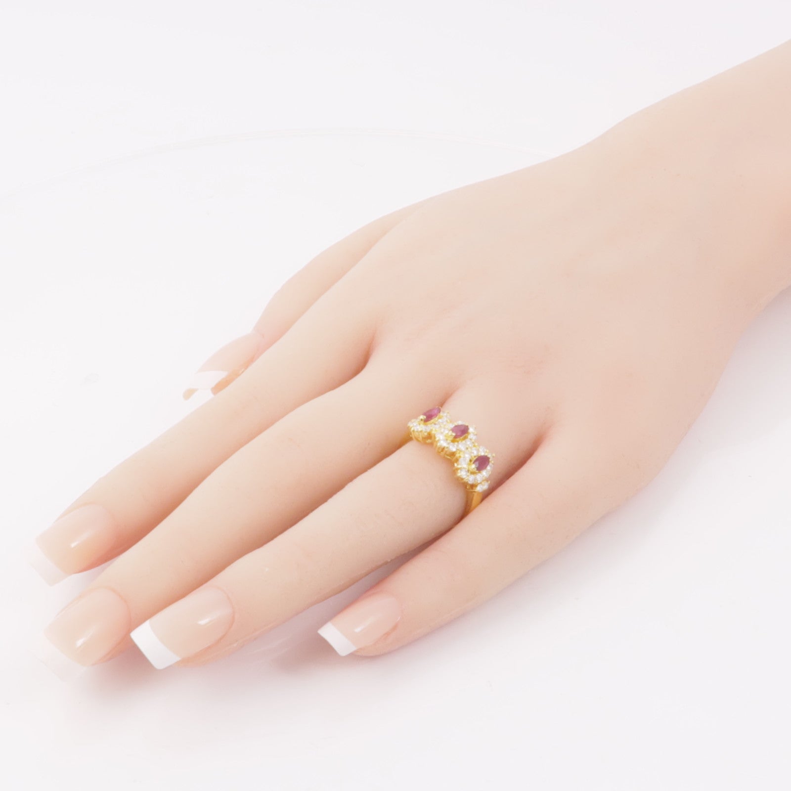 JEWELRY 【激減優惠】18K黃金Ruby/Diamond Ring紅寶石/鑽石戒指US#7.5