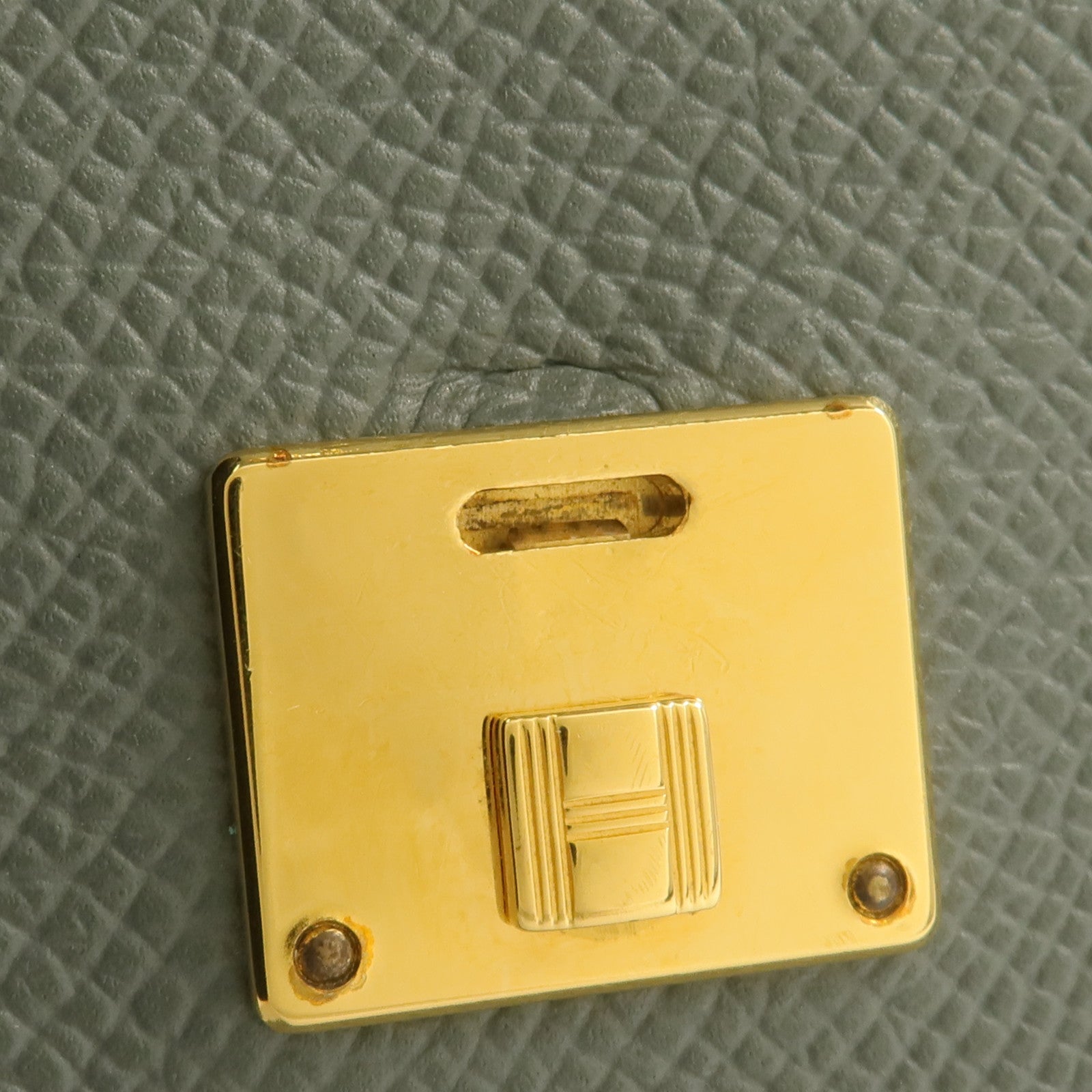 HERMES Epsom皮革Clic 12錢包Vert Amande