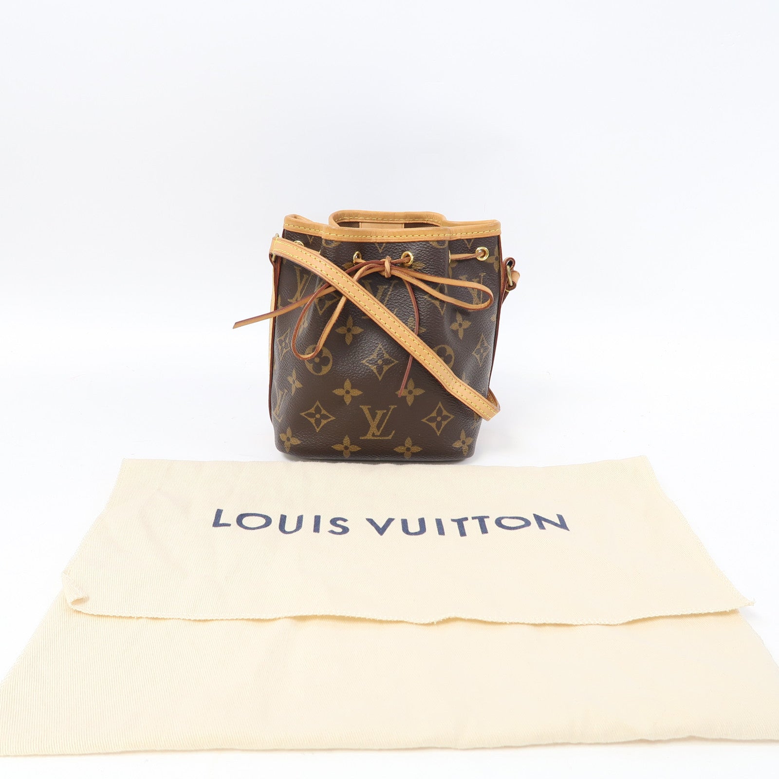 LOUIS VUITTON 【激減優惠】Monogram Nano Noe金扣肩背袋啡色