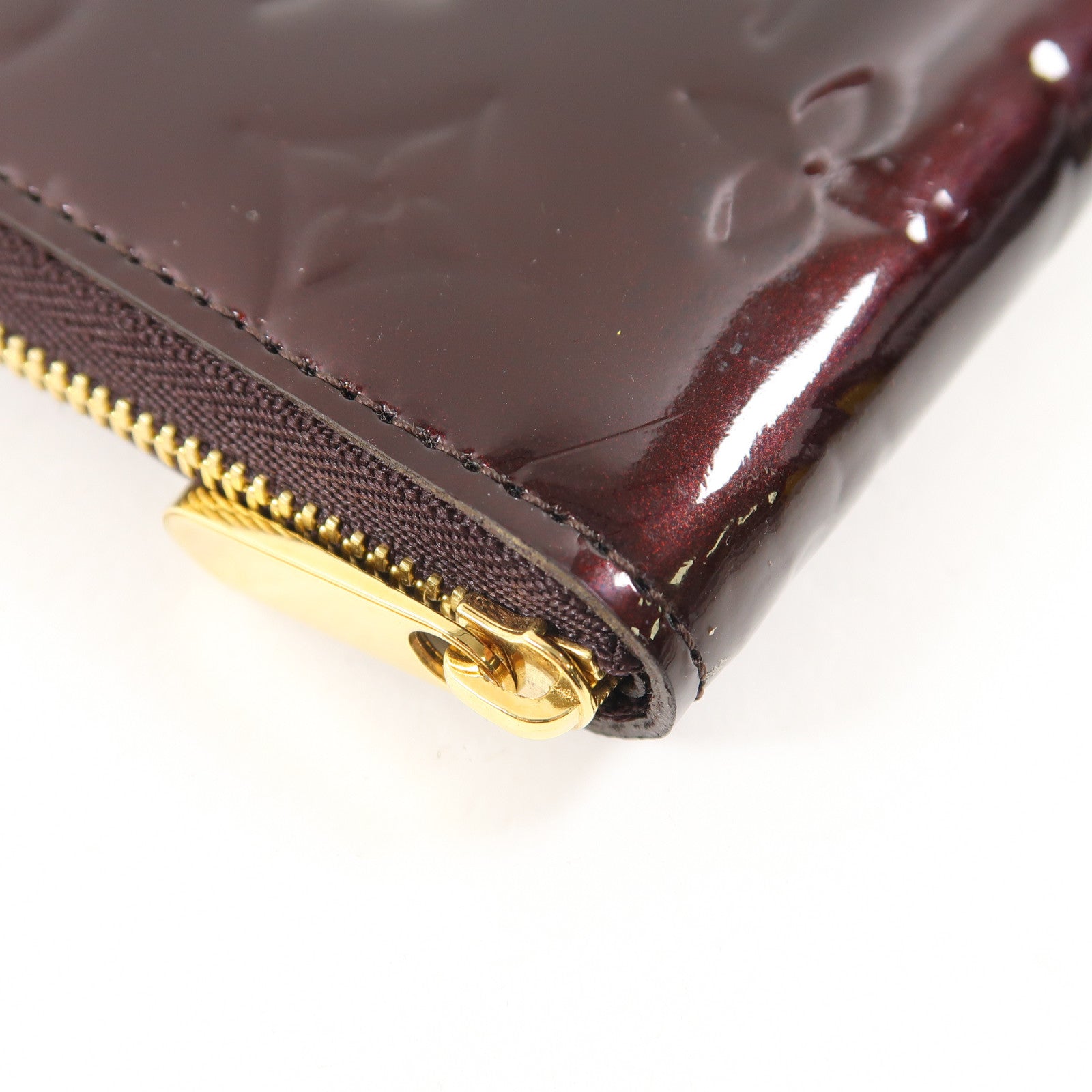 LOUIS VUITTON Vernis Zippy Coin Purse金扣零錢包酒紅色