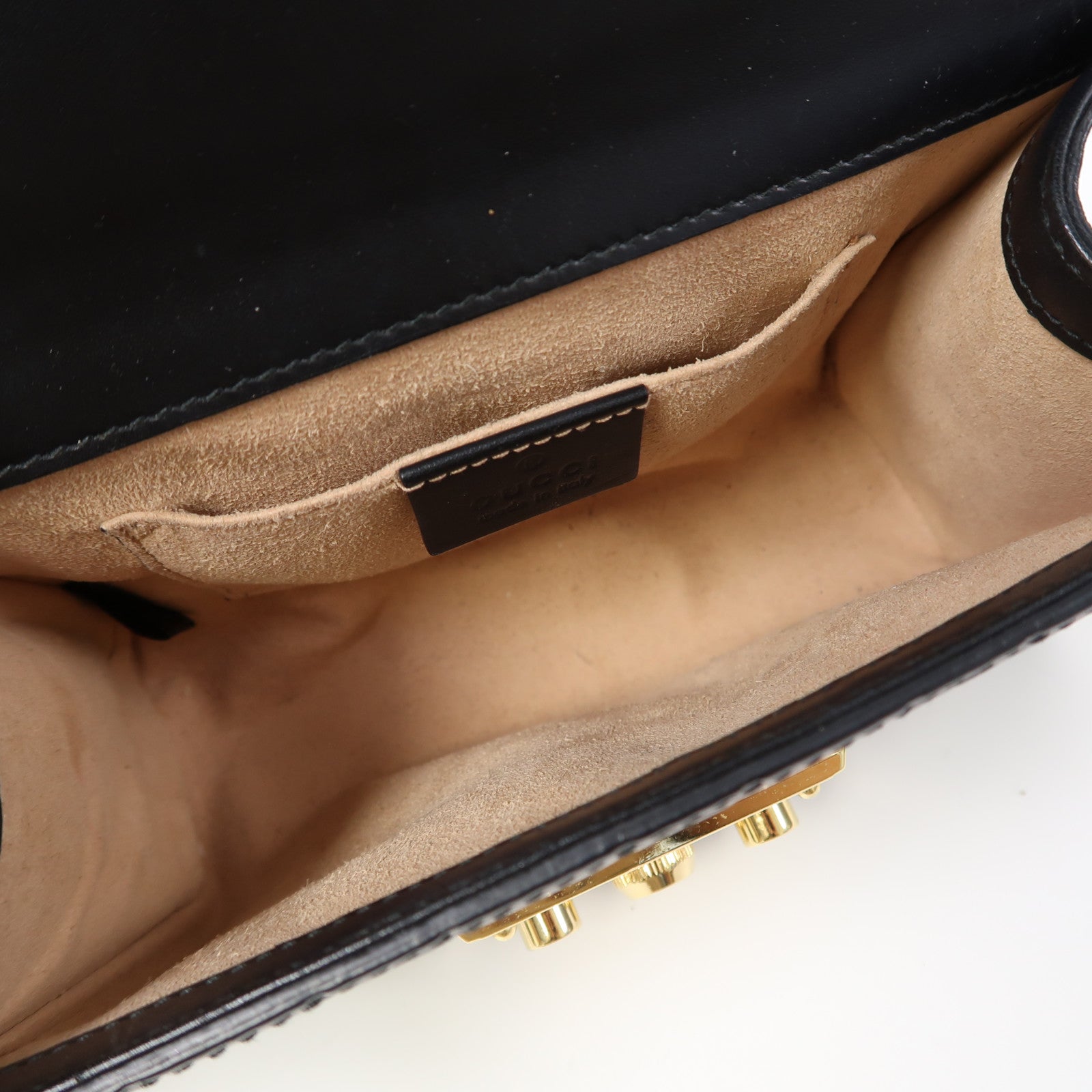 GUCCI 【激減優惠】皮革Padlock金扣鏈帶肩背袋黑色