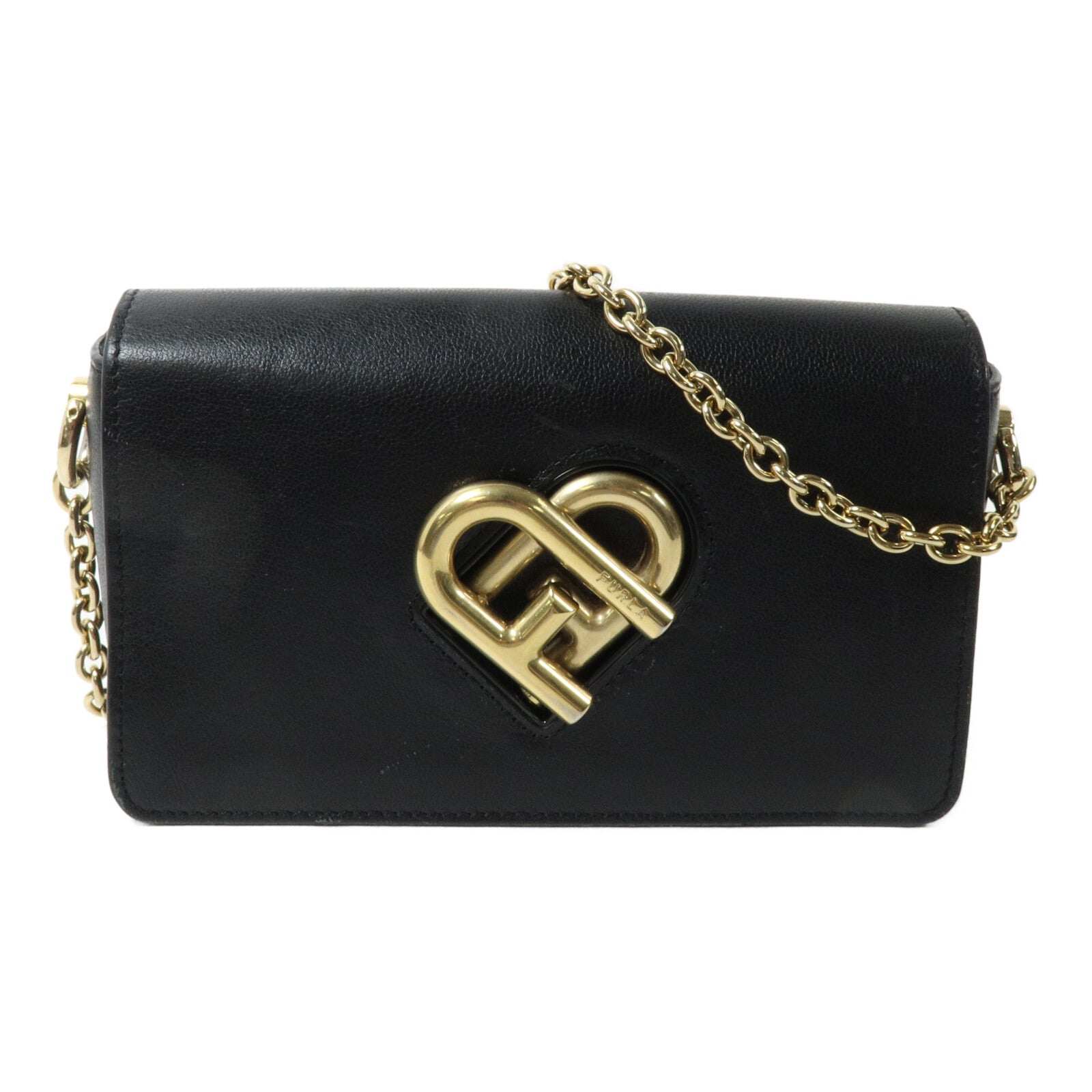 Furla 牛皮皮革Chain Shoulder鏈帶肩背袋