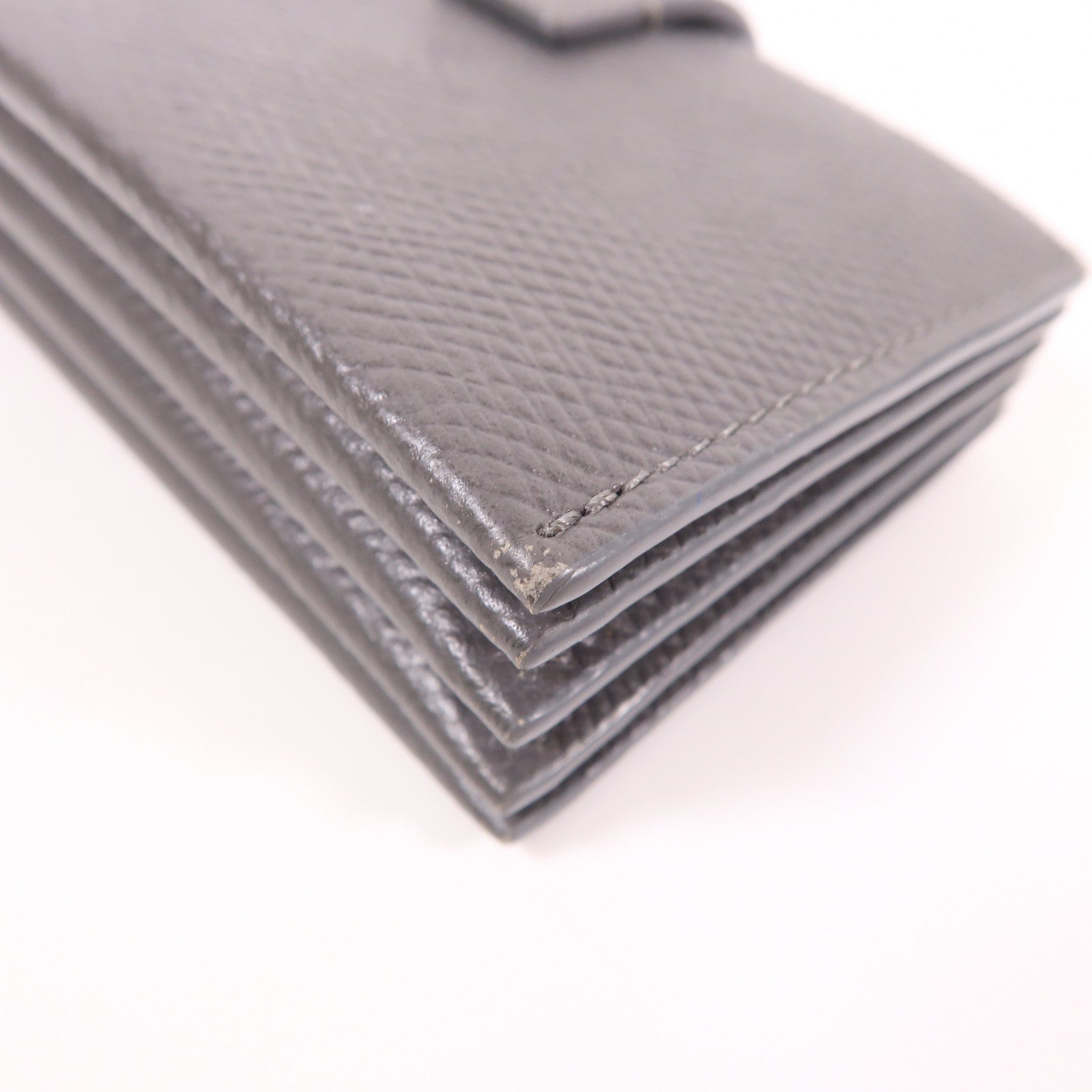 CELINE GHW Card Case Calfskin Leather Gray