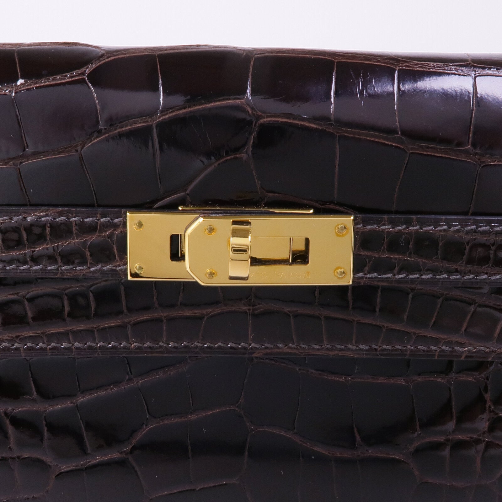 HERMES 【激減優惠】Alligator皮革Kelly Long Wallet金扣長錢包