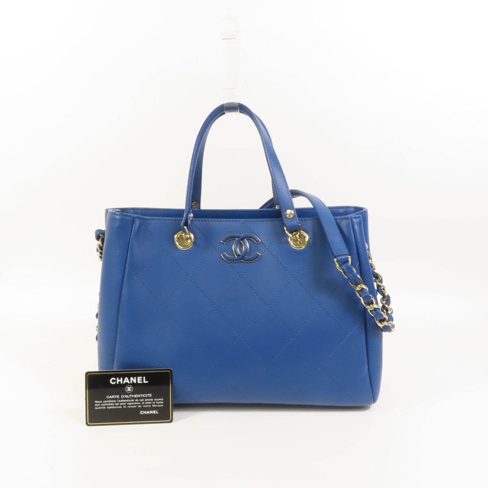 CHANEL 牛皮皮革Chain Shoulder金扣手挽肩背兩用袋