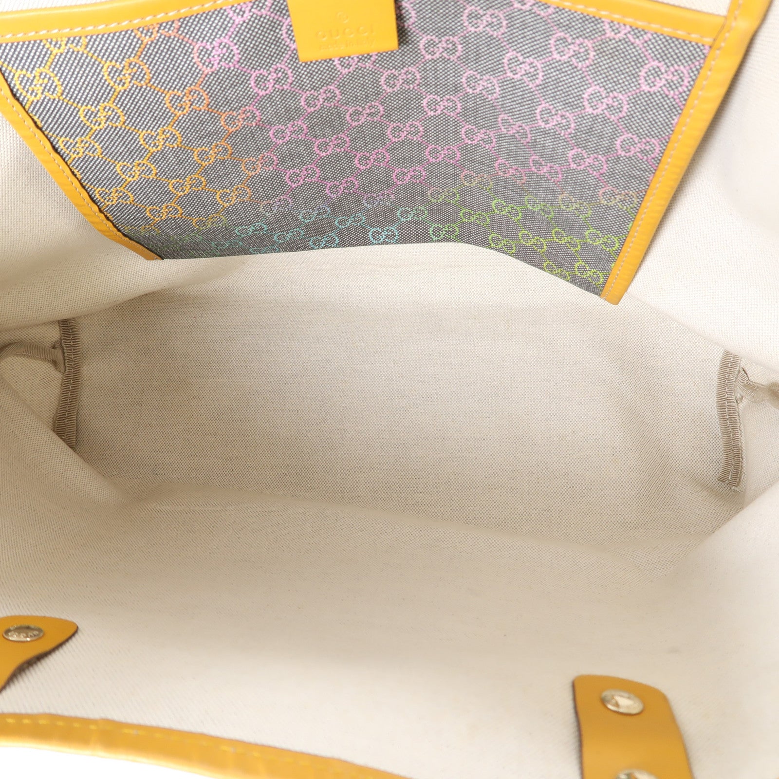 GUCCI 塗層帆布Tote Bag銀扣手挽袋灰色/啡色