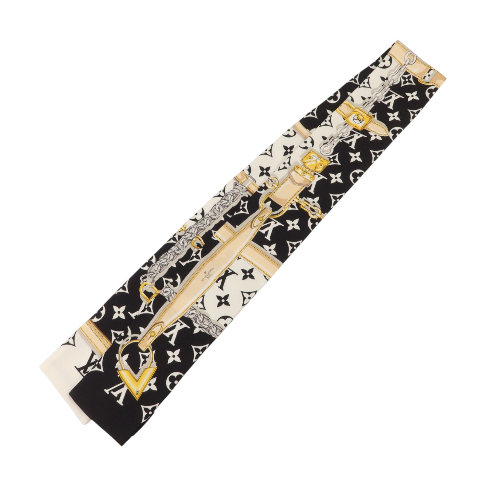 LOUIS VUITTON 絲質Confidential Bandeau 120X8cm絲巾