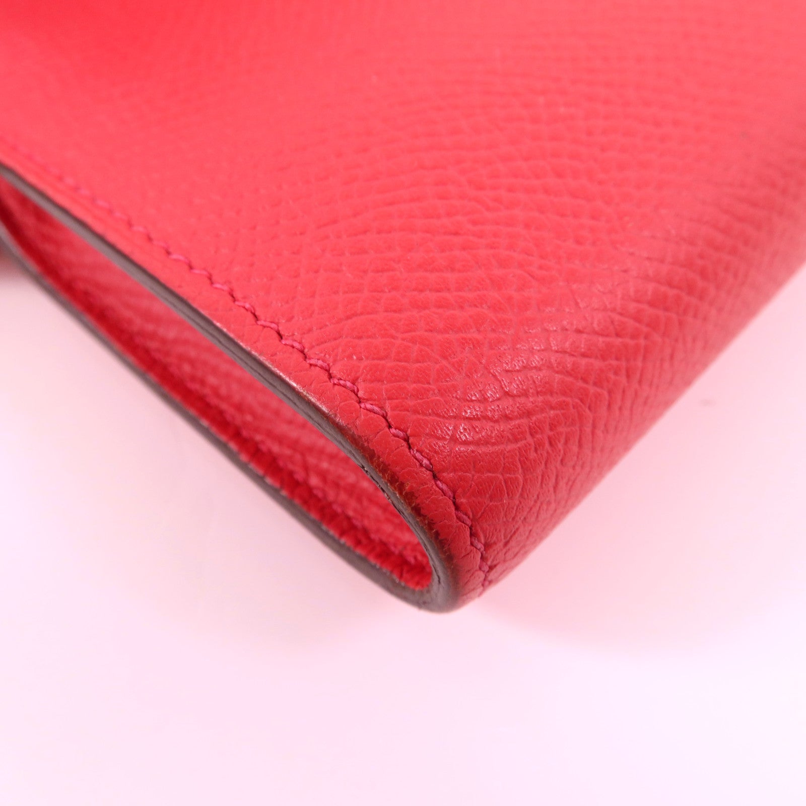 HERMES 【激減優惠】Epsom皮革Kelly Long Wallet金扣長錢包Rose De Coeur