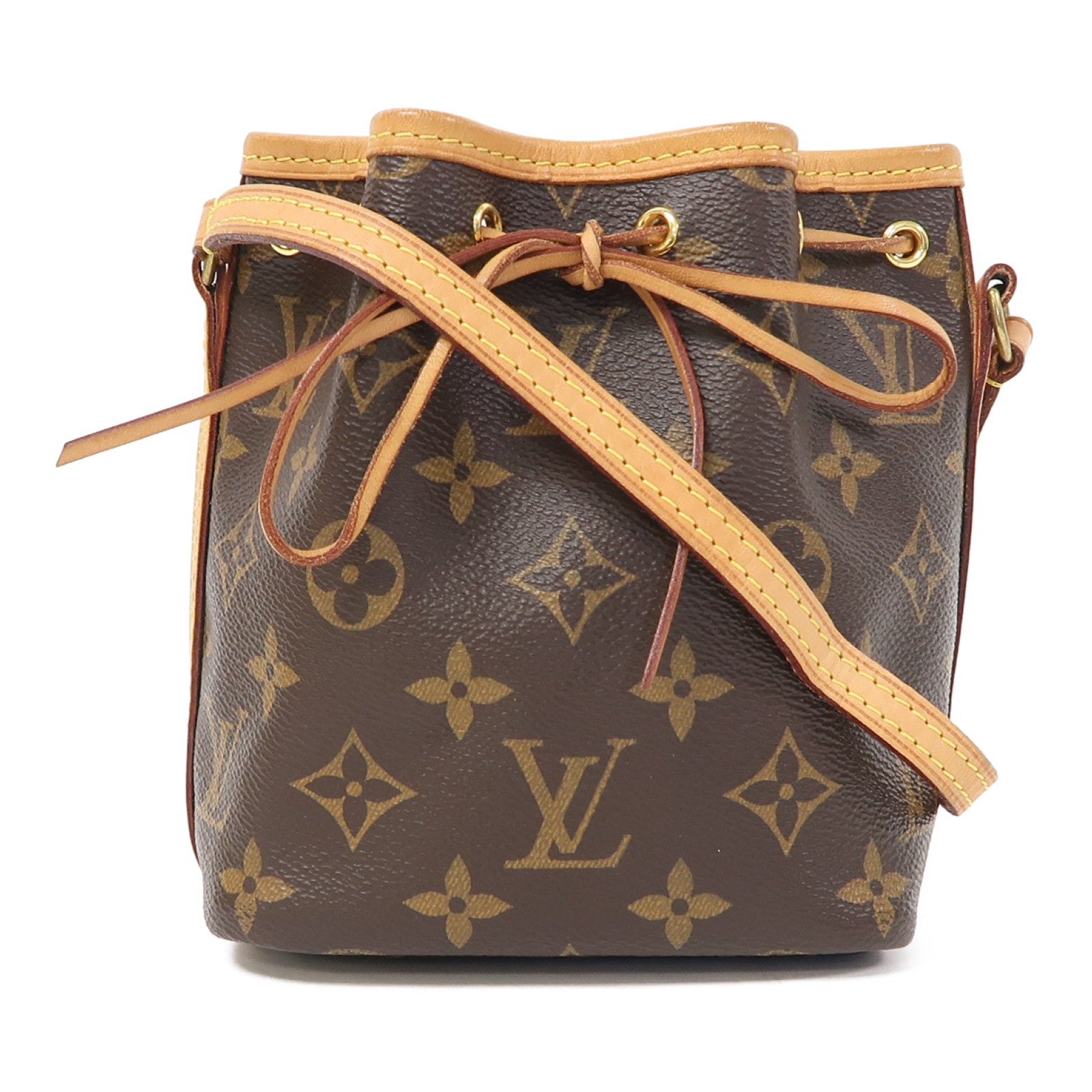 LOUIS VUITTON 【激減優惠】Monogram Nano Noe金扣肩背袋啡色
