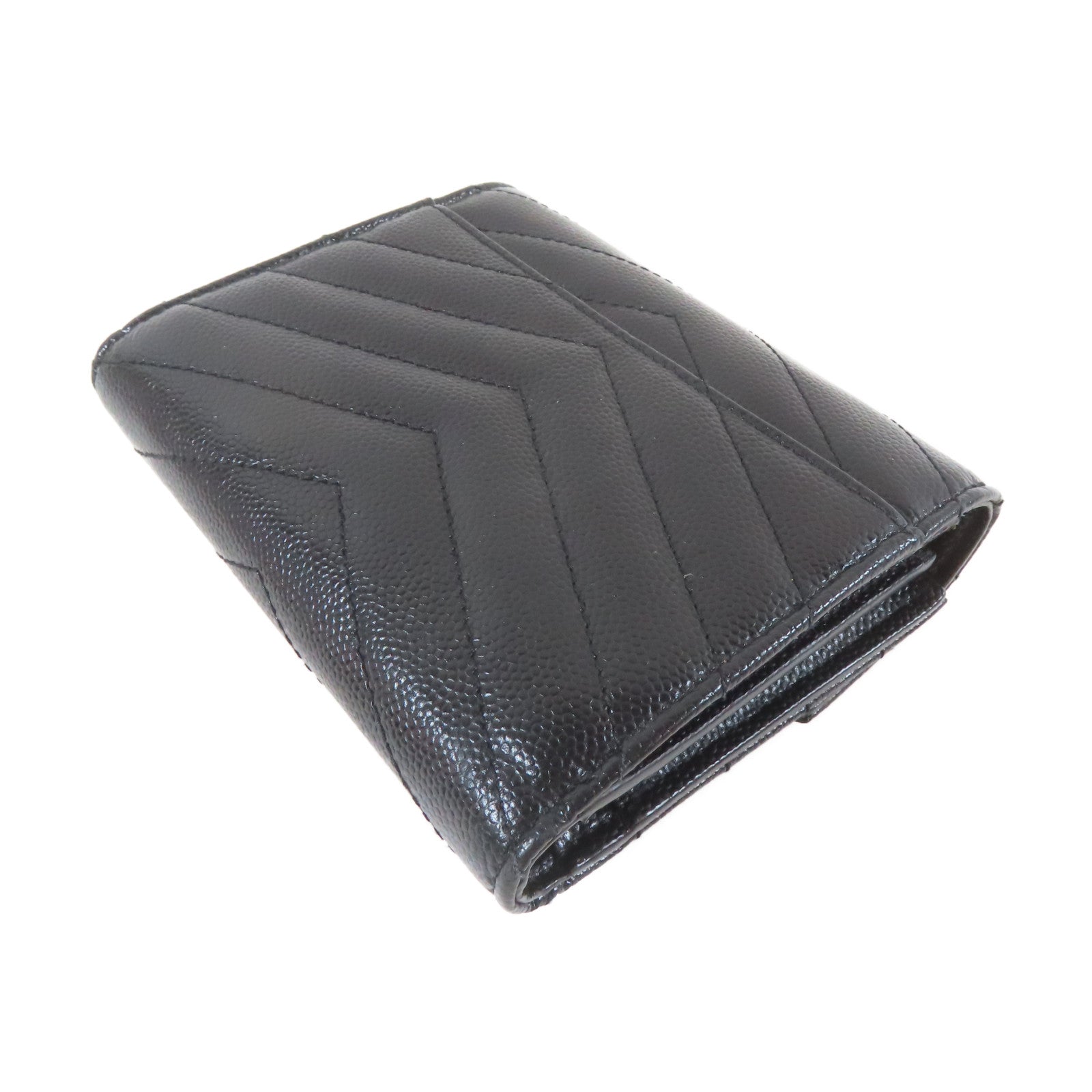 SAINT LAURENT 牛皮皮革Wallet銀扣錢包黑色