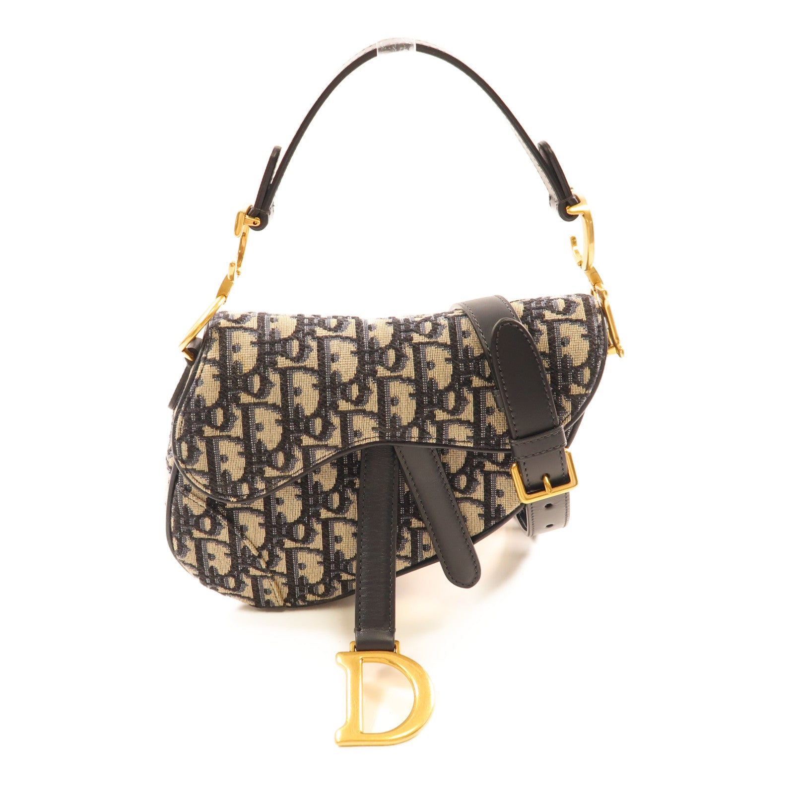 Dior 帆布Saddle Bag金扣手挽肩背兩用袋