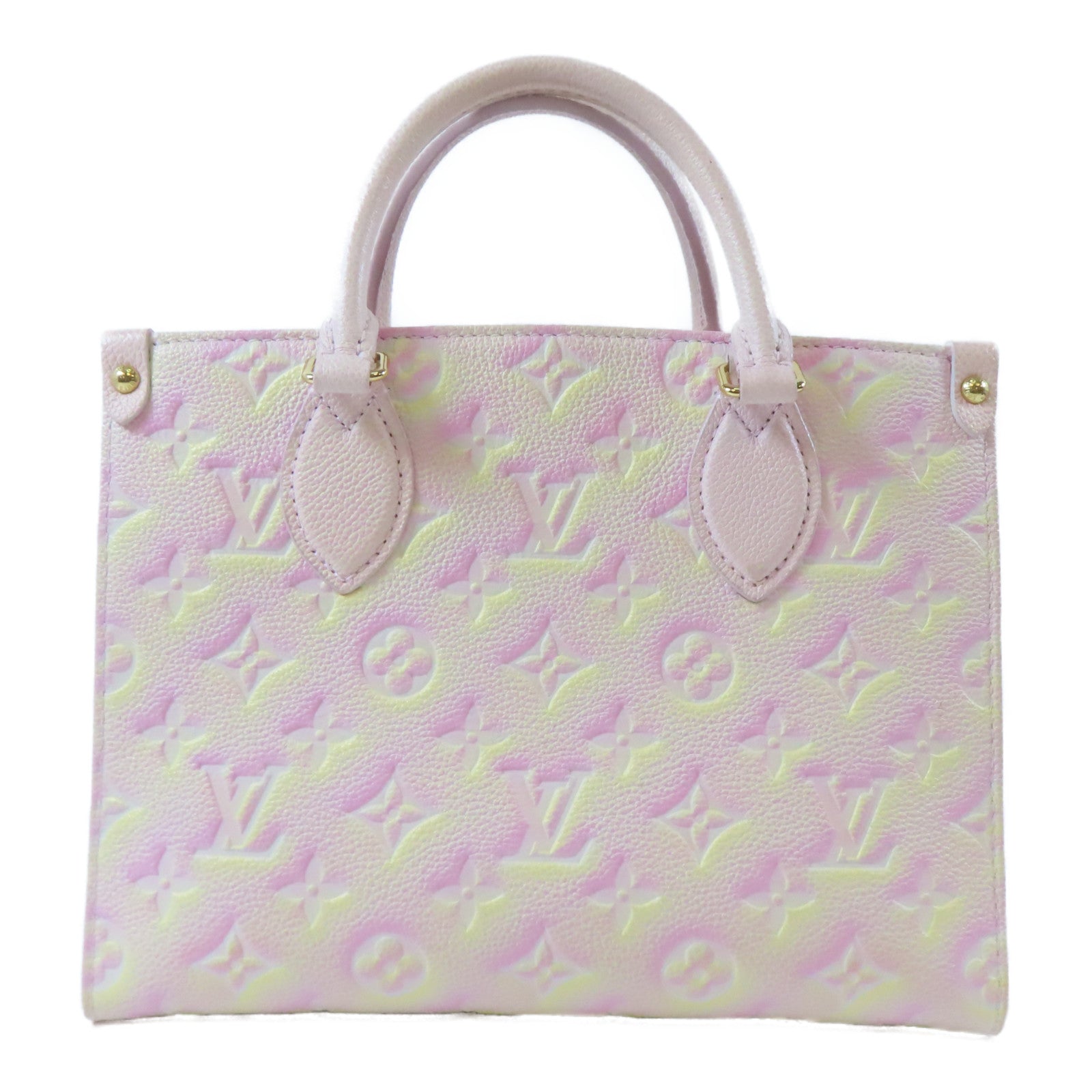 LOUIS VUITTON 【激減優惠】Monogram Empreinte On The Go PM金扣手挽肩背兩用袋粉紅色/黃色