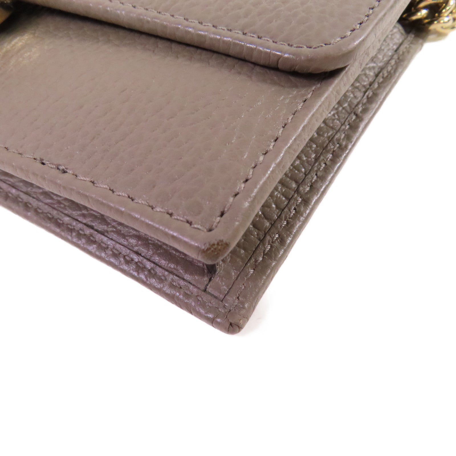 GUCCI 牛皮皮革GG Interlocking Wallet On Chain Shoulder Bag金扣鏈帶肩背袋灰色
