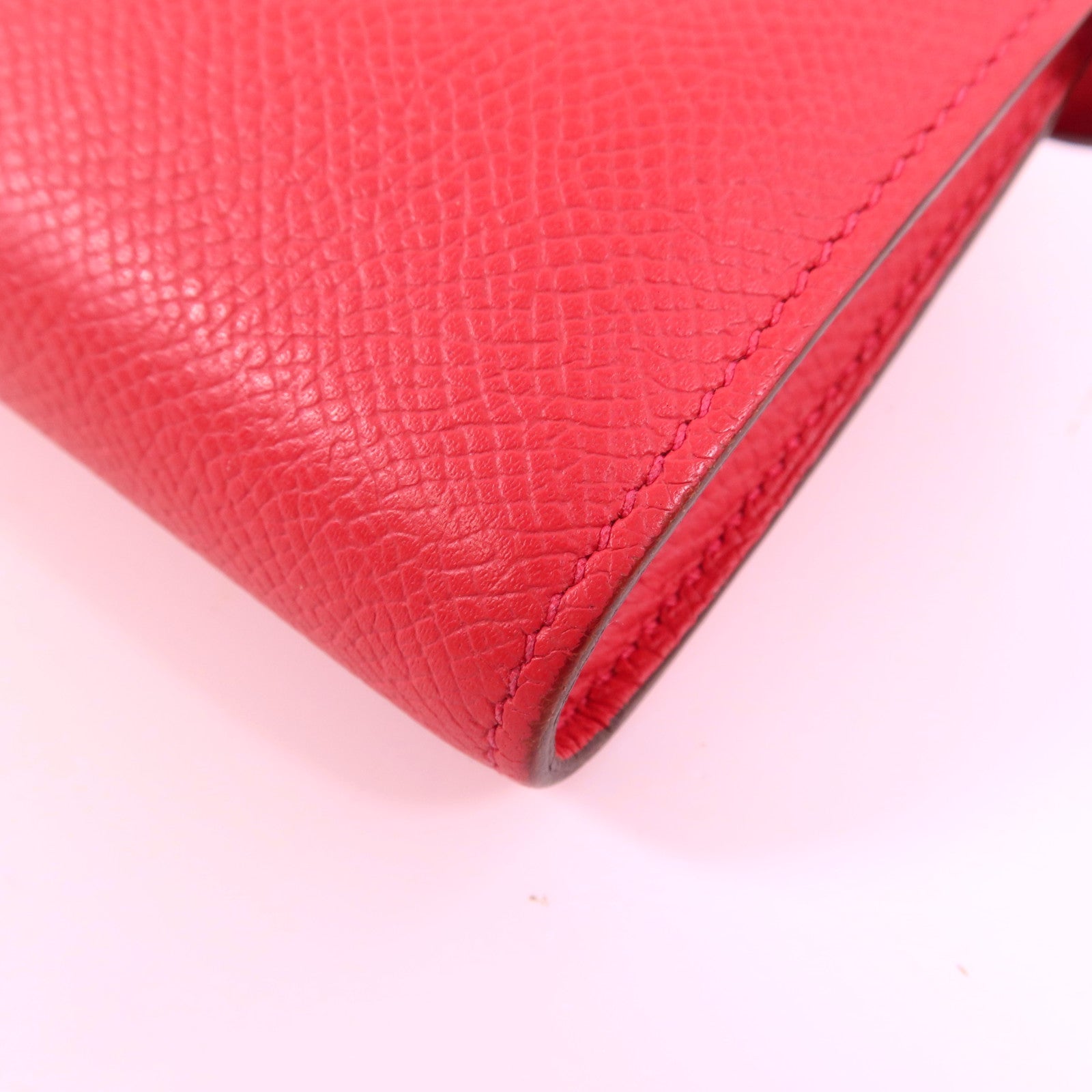 HERMES 【激減優惠】Epsom皮革Kelly Long Wallet金扣長錢包Rose De Coeur