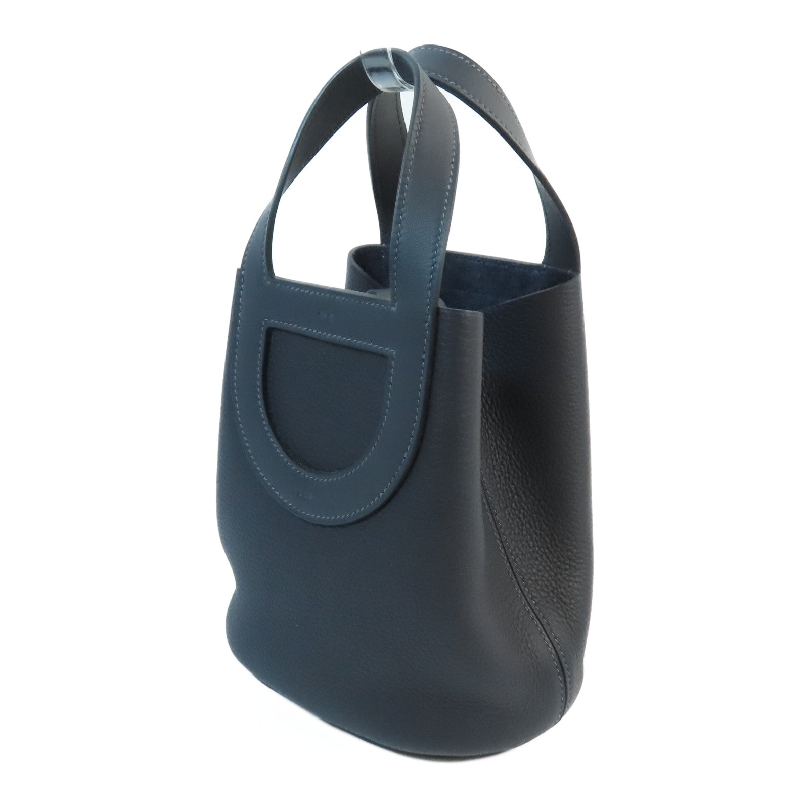 HERMES【激減優惠】 Clemence皮革In The Loop 18金扣手挽袋Bleu Nuit