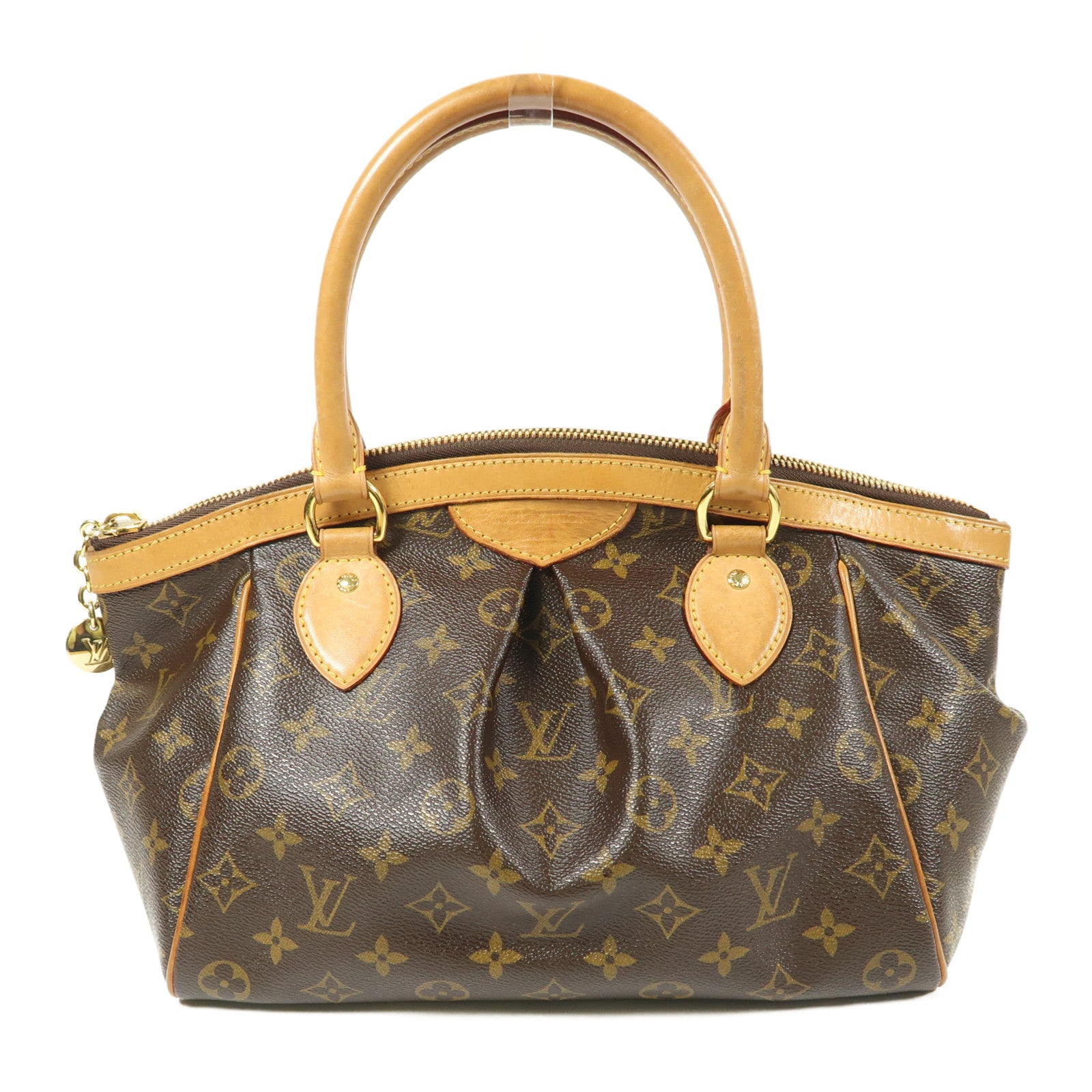 LOUIS VUITTON Monogram Tivoli PM金扣手挽袋棕色