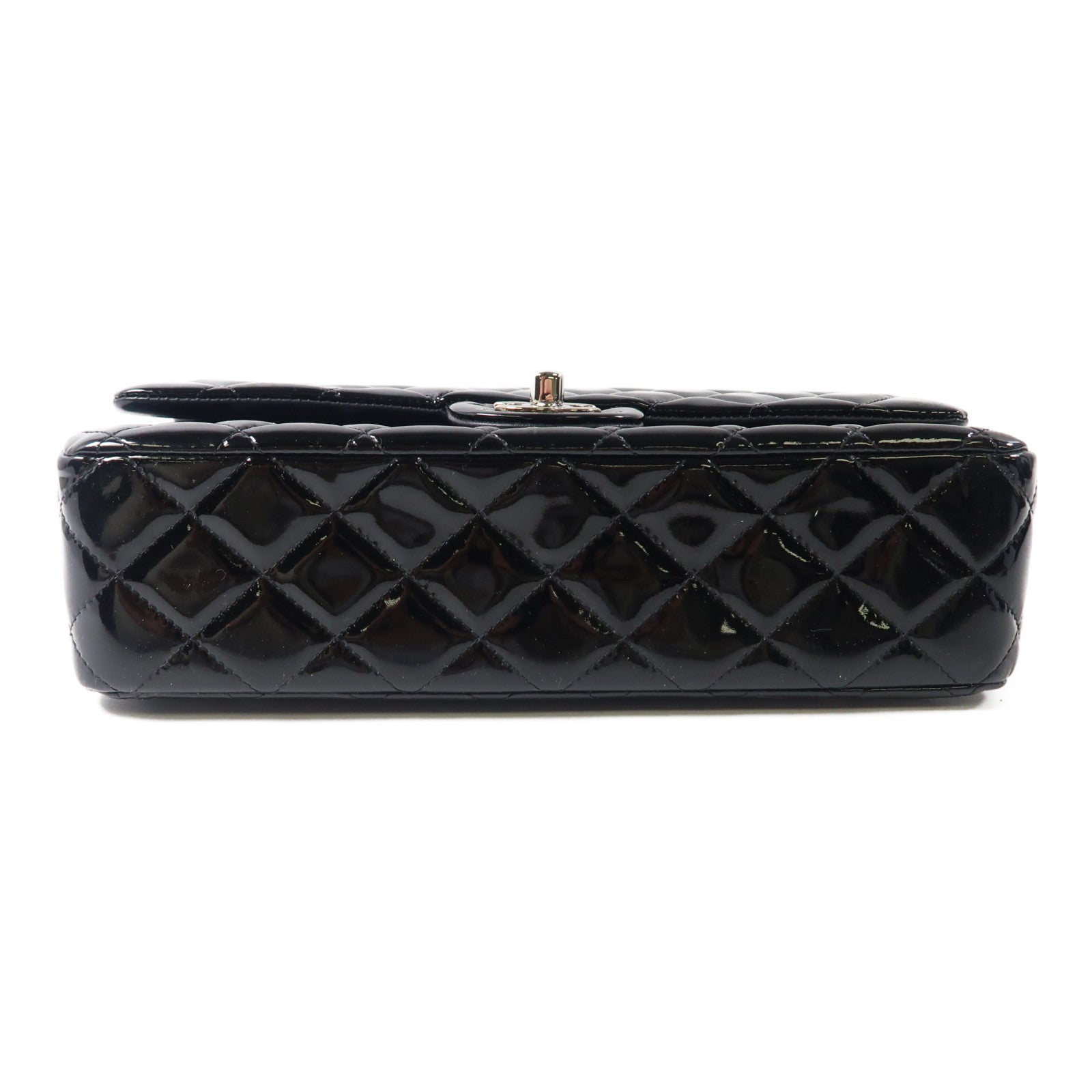 CHANEL 【激減優惠】漆皮皮革Chain Shoulder銀扣鏈帶肩背袋黑色