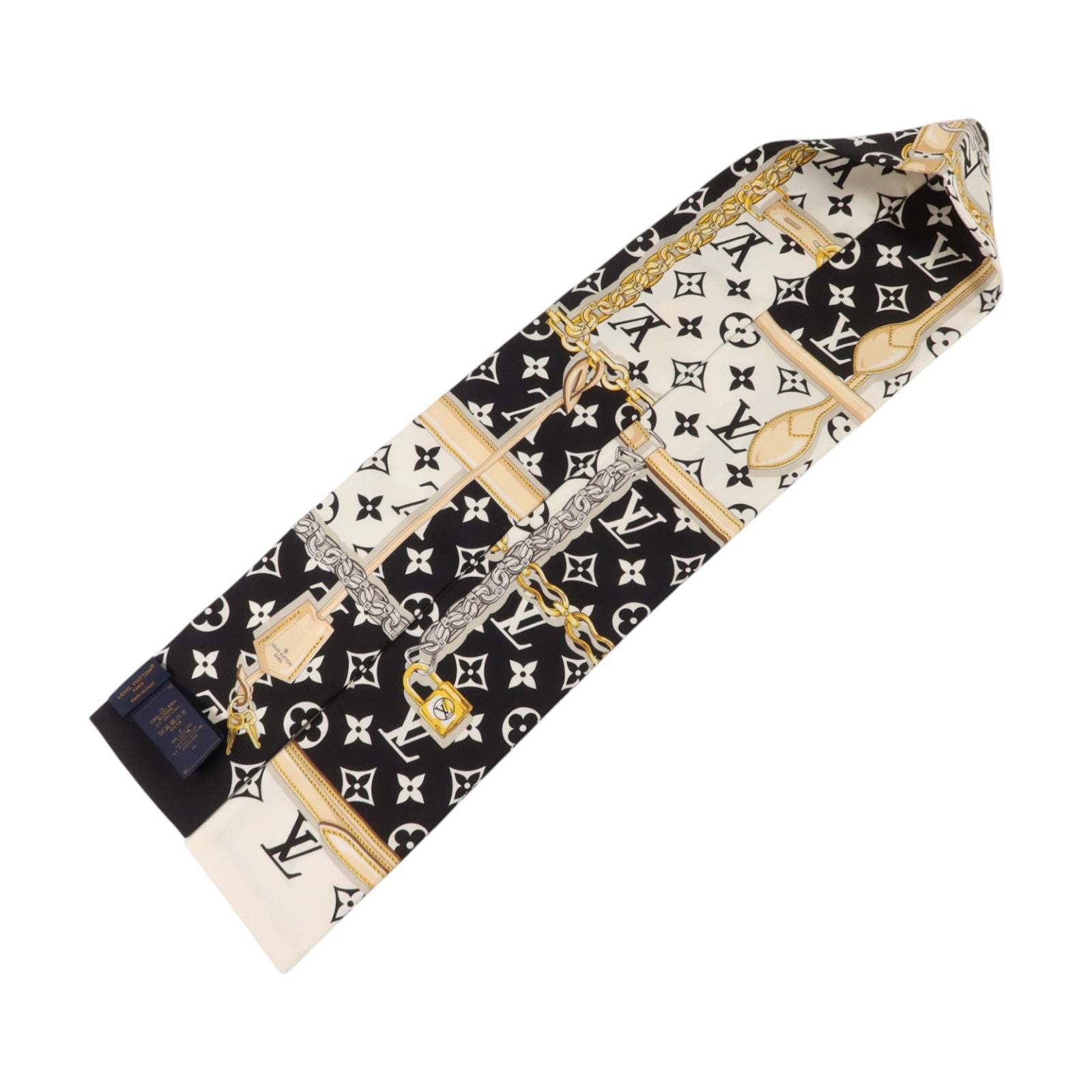 LOUIS VUITTON 絲質Confidential Bandeau 120X8cm絲巾