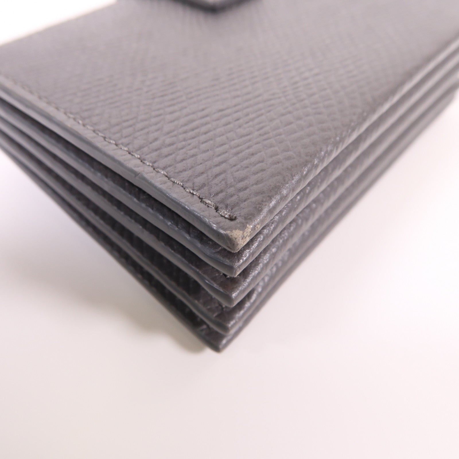 CELINE GHW Card Case Calfskin Leather Gray