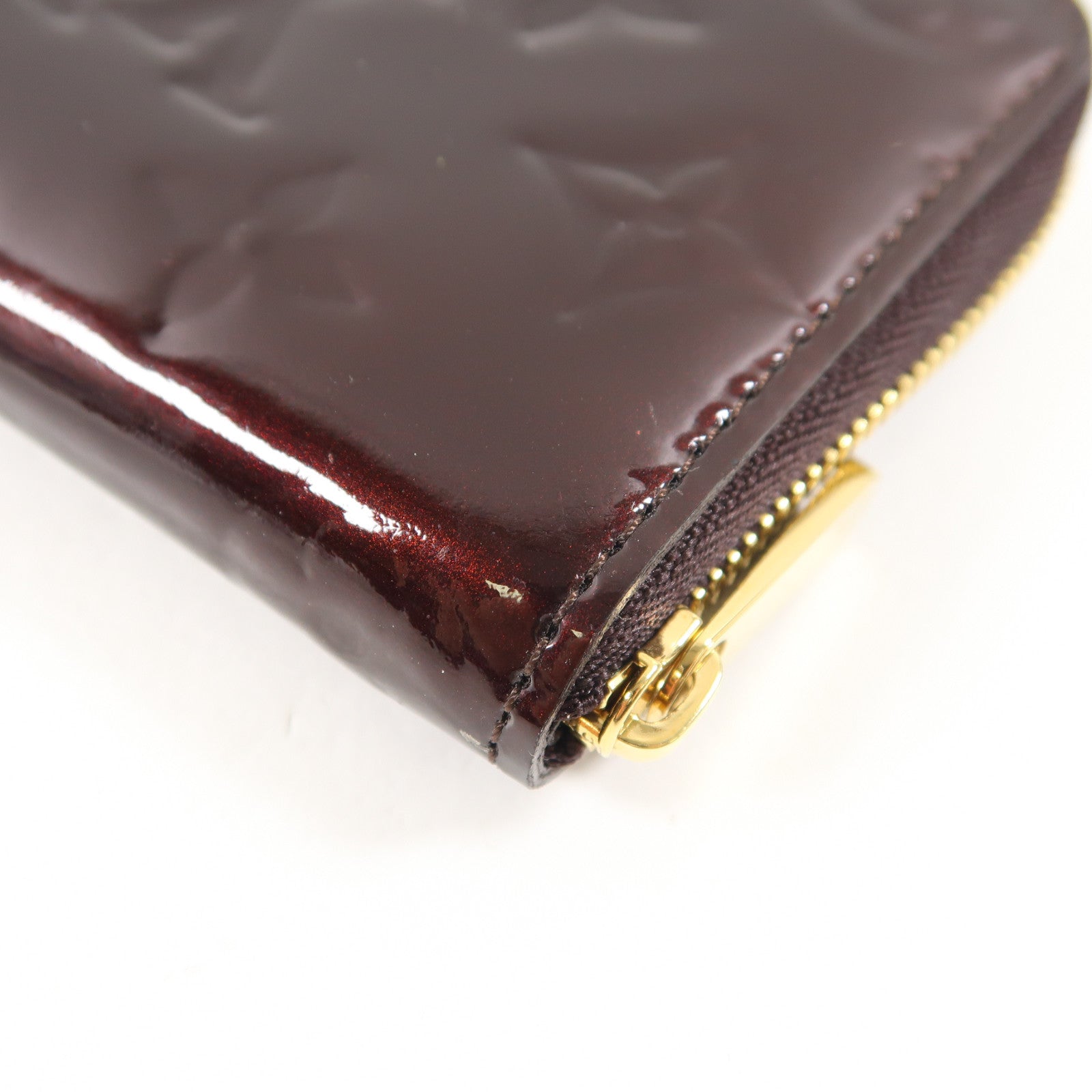 LOUIS VUITTON Vernis Zippy Coin Purse金扣零錢包酒紅色
