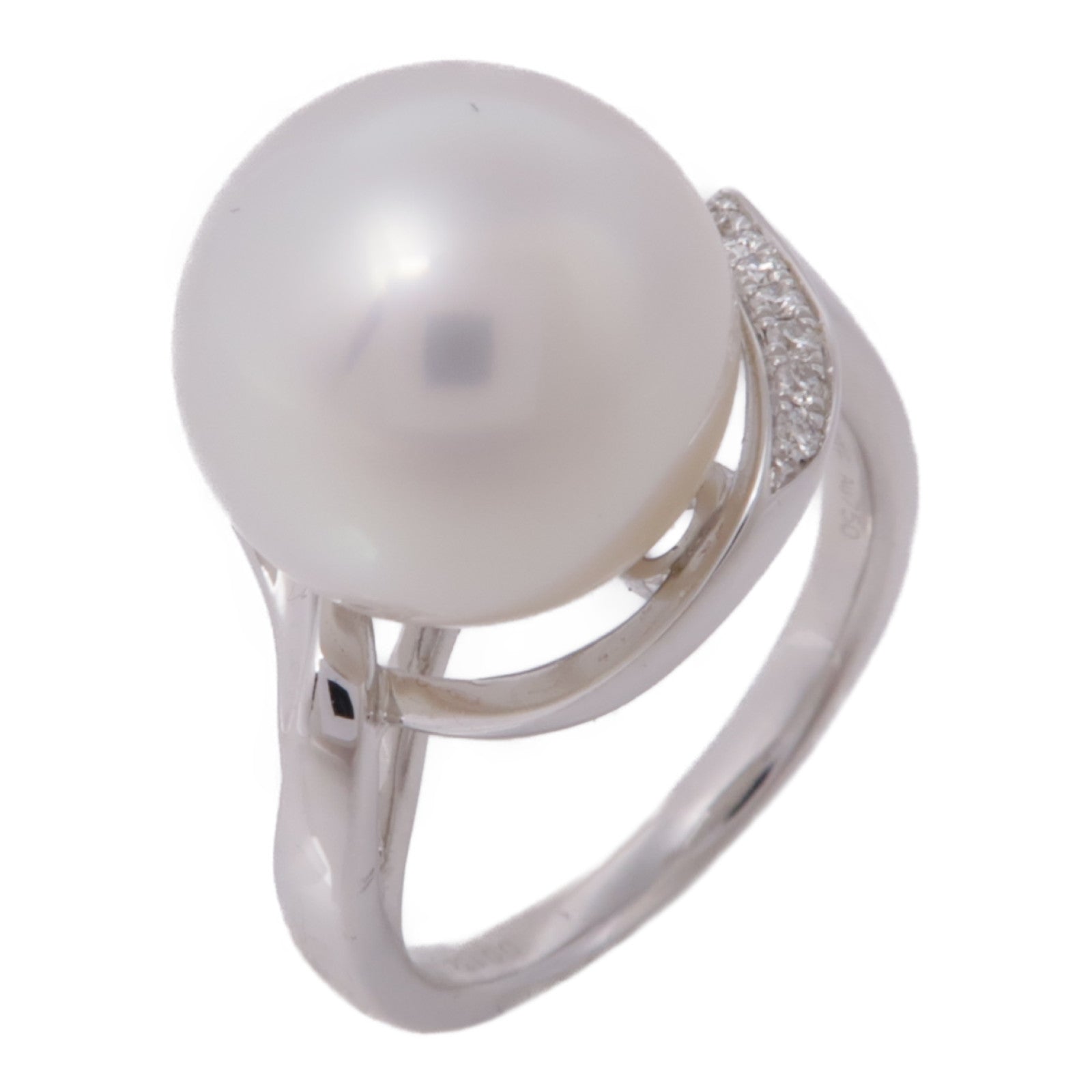 JEWELRY 18K白金Pearl Diamond Ring珍珠/鑽石戒指US#5.75 JEWELRY 18K白金Pearl Diamond Ring珍珠/鑽石戒指US#5.75