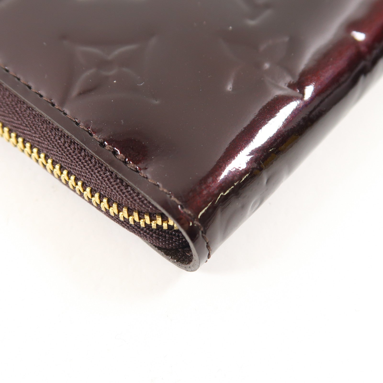 LOUIS VUITTON Vernis Zippy Coin Purse金扣零錢包酒紅色