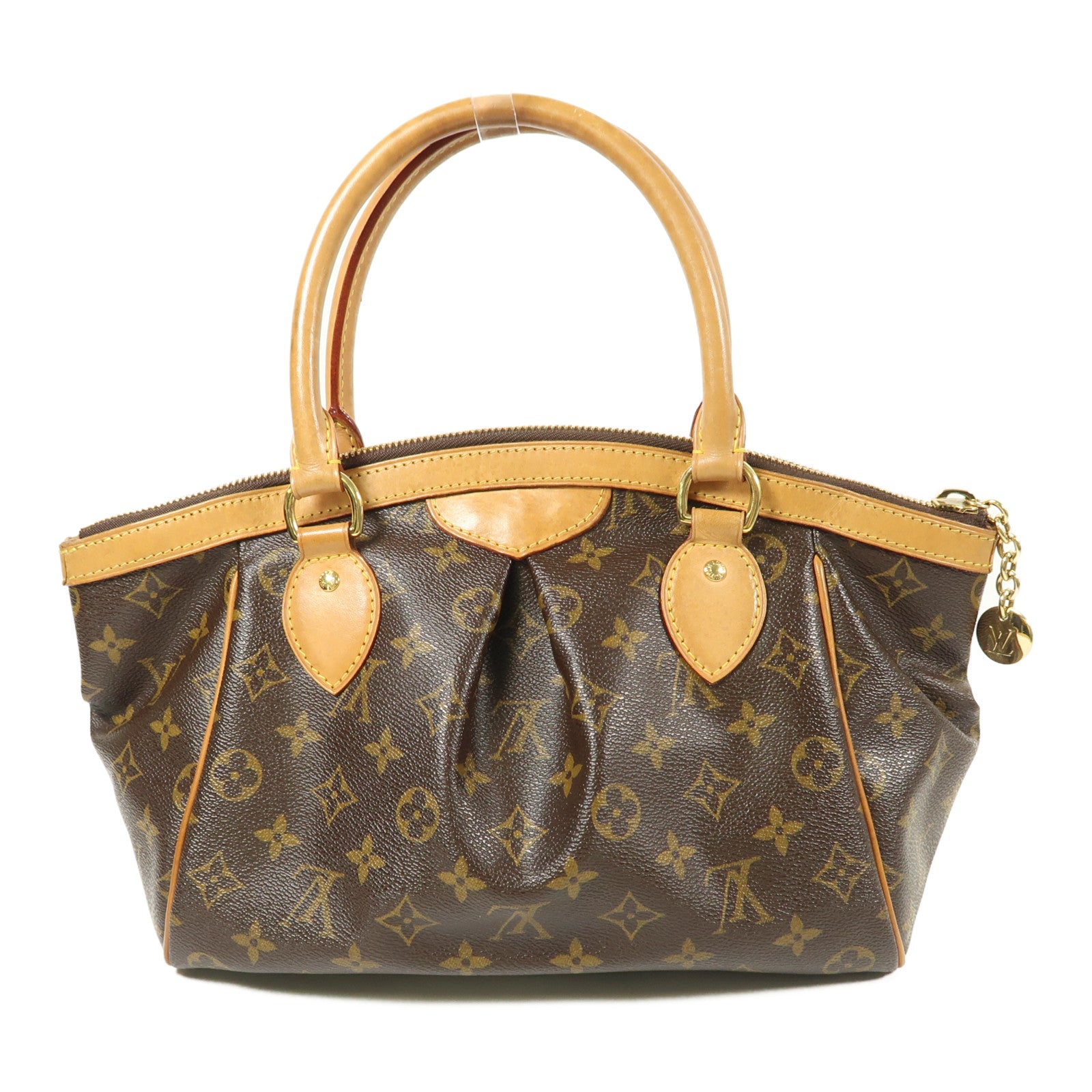 LOUIS VUITTON Monogram Tivoli PM金扣手挽袋棕色
