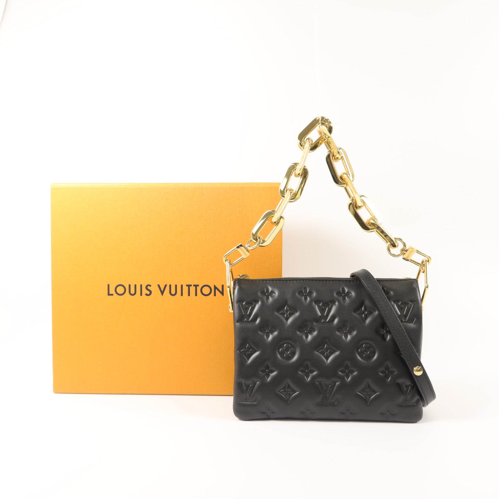 LOUIS VUITTON 【激減優惠】Monogram Embossed Puffy Coussin BB鏈帶手挽肩背兩用袋