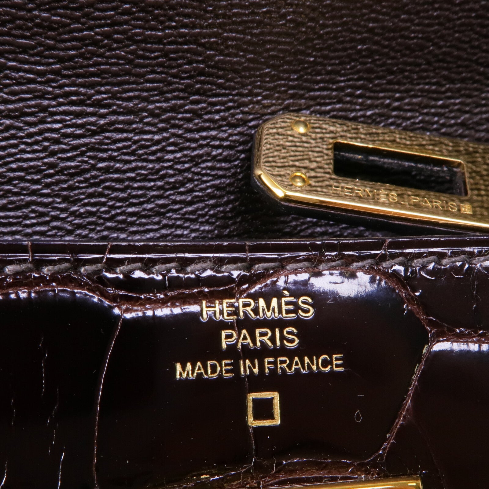 HERMES 【激減優惠】Alligator皮革Kelly Long Wallet金扣長錢包