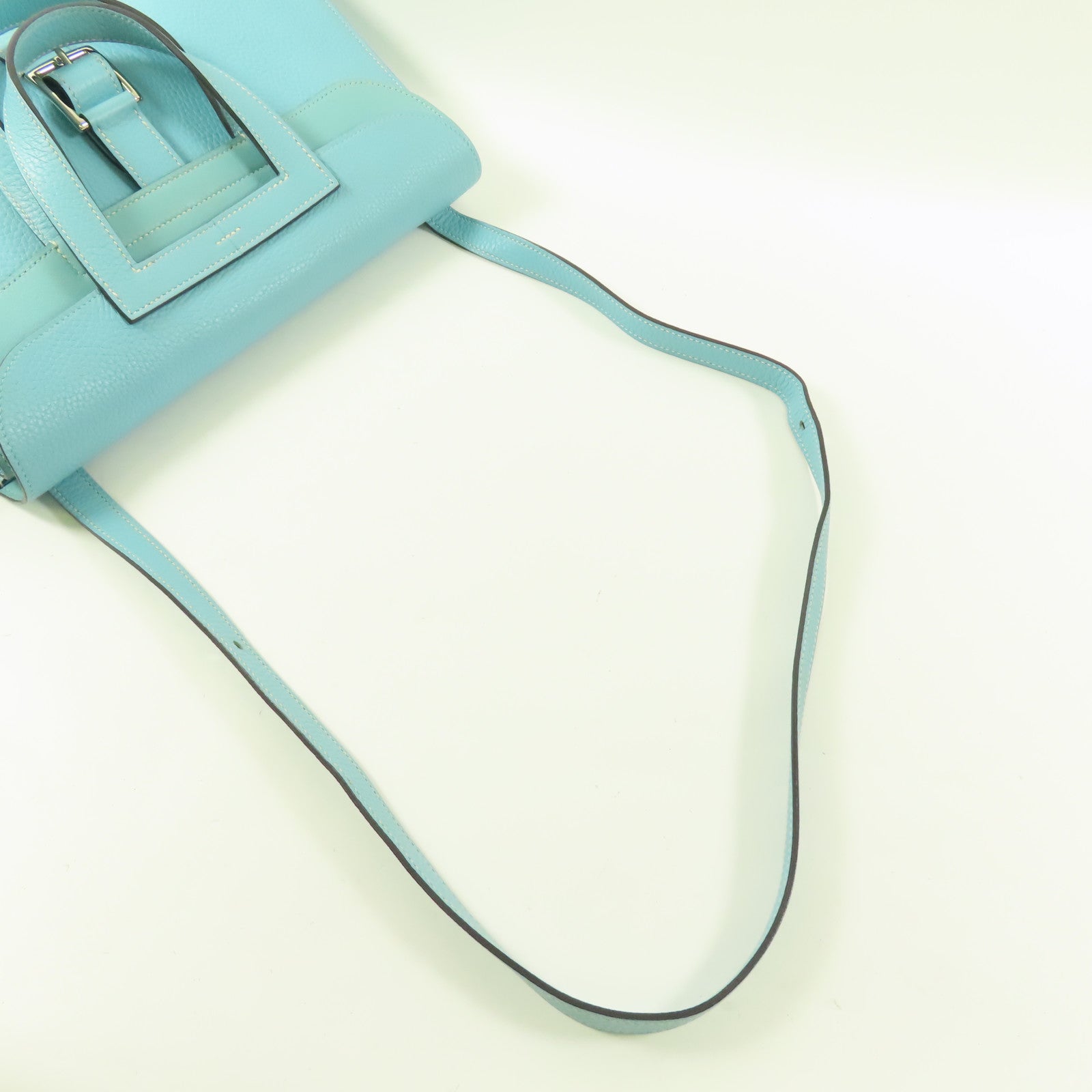 HERMES Clemence皮革Halzan 31銀扣3P Bleu Atoll/蒂芬尼藍
