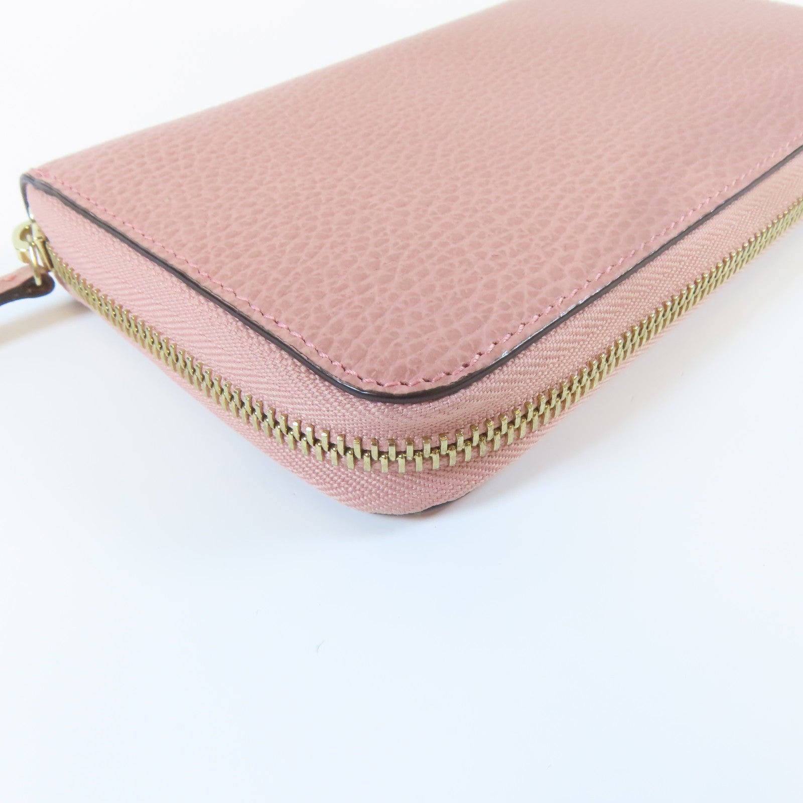 GUCCI **【激減優惠】牛皮皮革Zipper Long Wallet金扣長錢包粉紅色