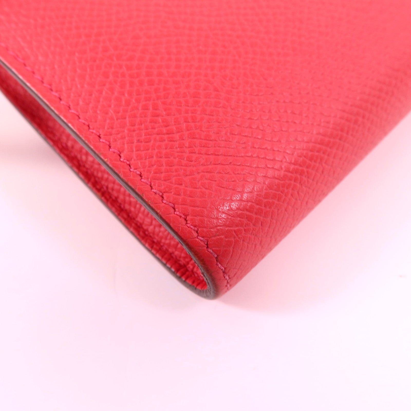 HERMES 【激減優惠】Epsom皮革Kelly Long Wallet金扣長錢包Rose De Coeur