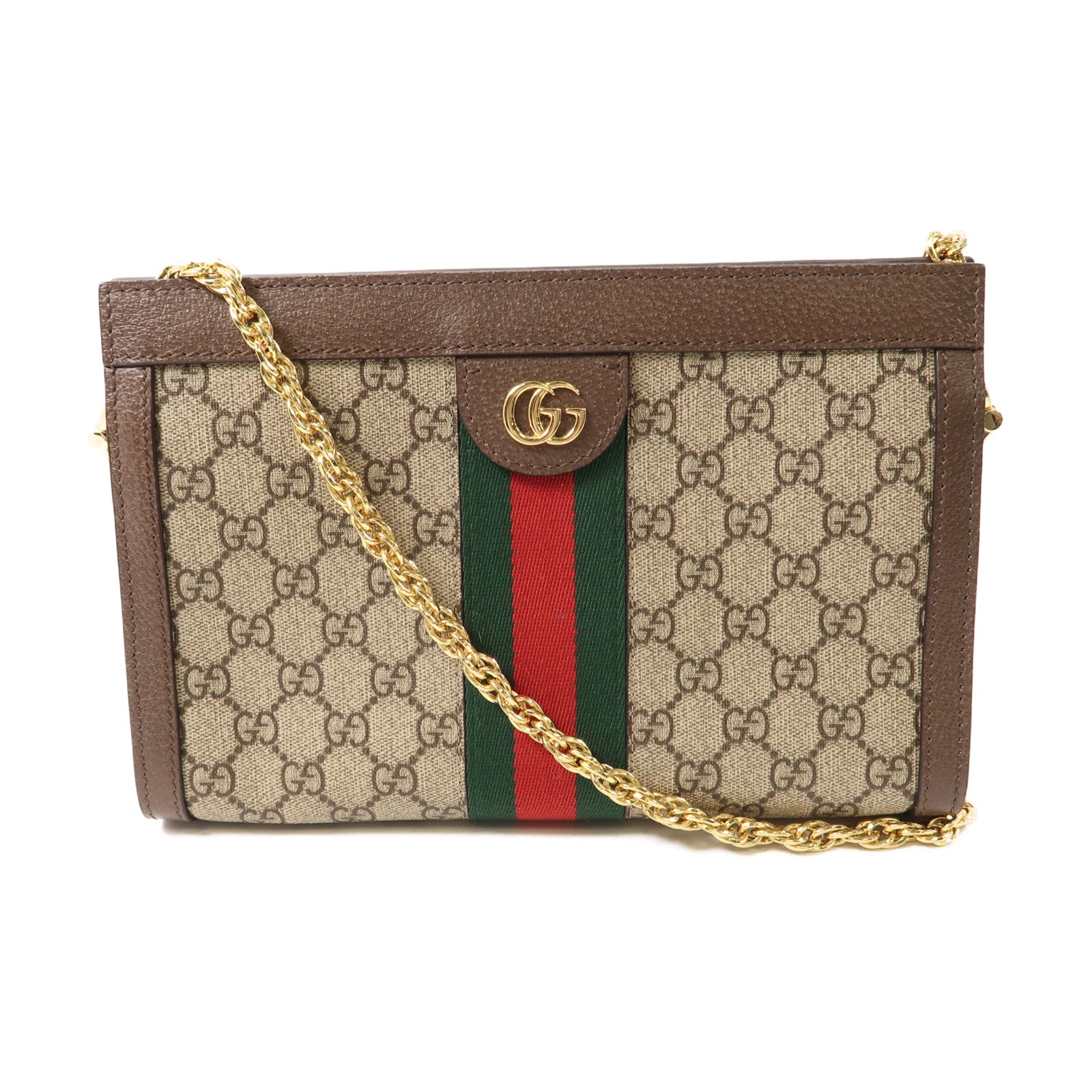 GUCCI 塗層帆布Shoulder Bag金扣肩背袋啡色