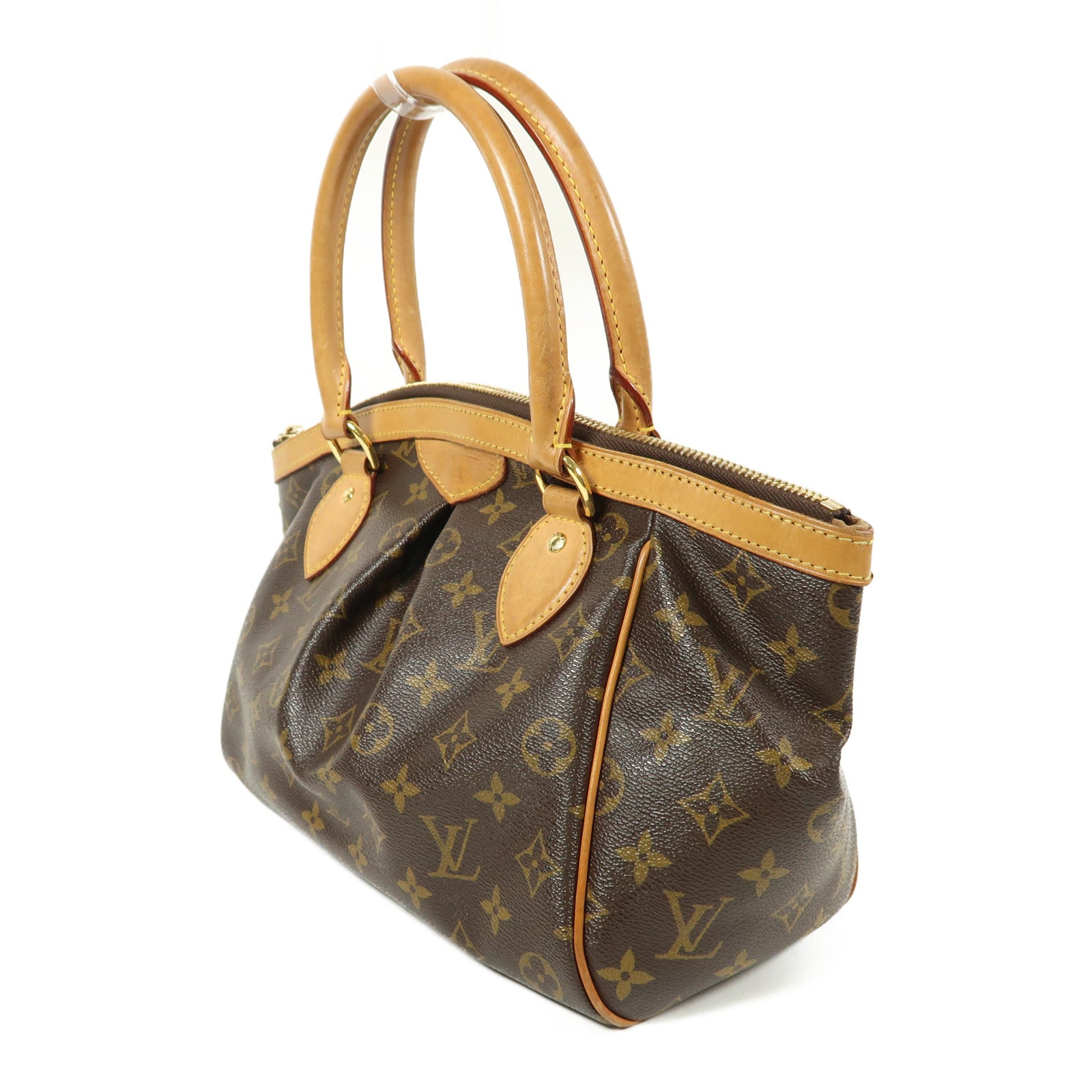 LOUIS VUITTON Monogram Tivoli PM金扣手挽袋棕色