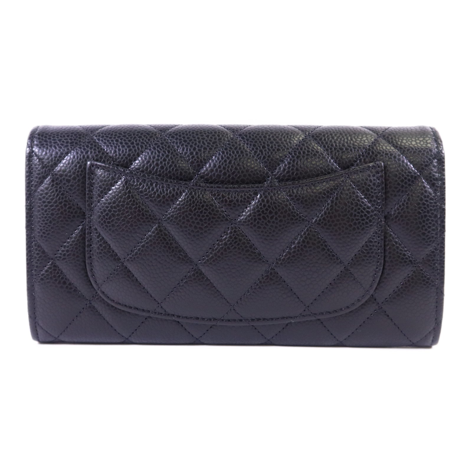CHANEL 牛皮皮革Long Wallet金扣長錢包