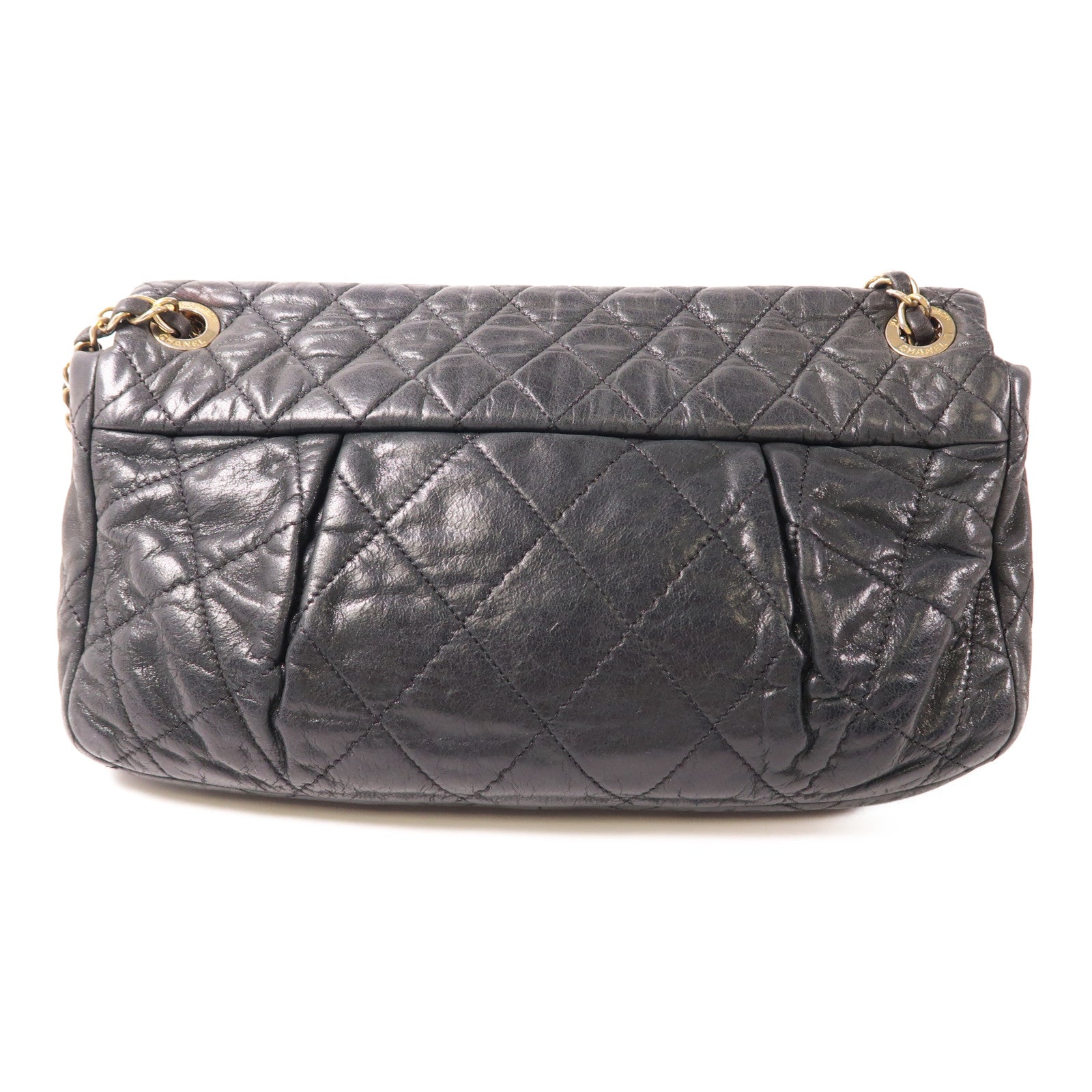 CHANEL 牛皮皮革Chain Shoulder金扣鏈帶肩背袋