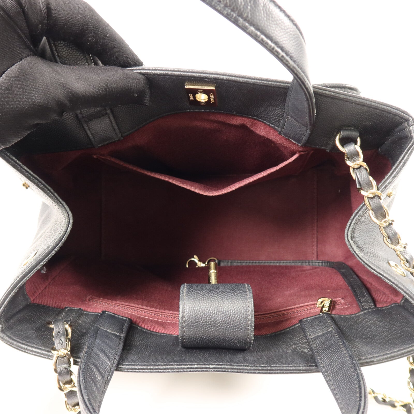 CHANEL 牛皮皮革Business Affinity Shopping Bag鏈帶手挽肩背兩用袋