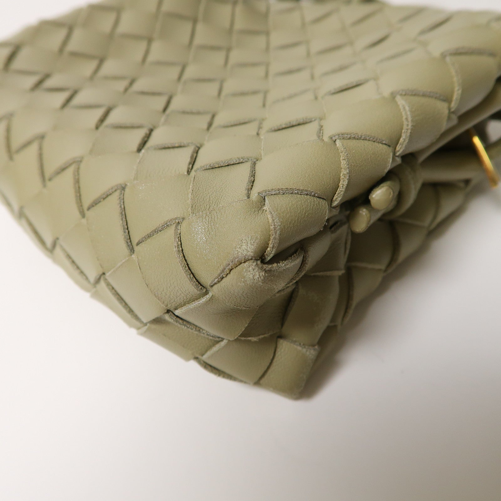 BOTTEGA VENETA 織紋皮革Shoulder Bag金扣肩背袋綠色
