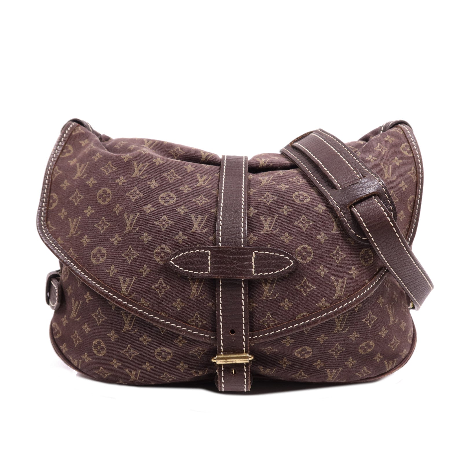 LOUIS VUITTON Monogram Mini Lin Saumur 30金扣肩背袋