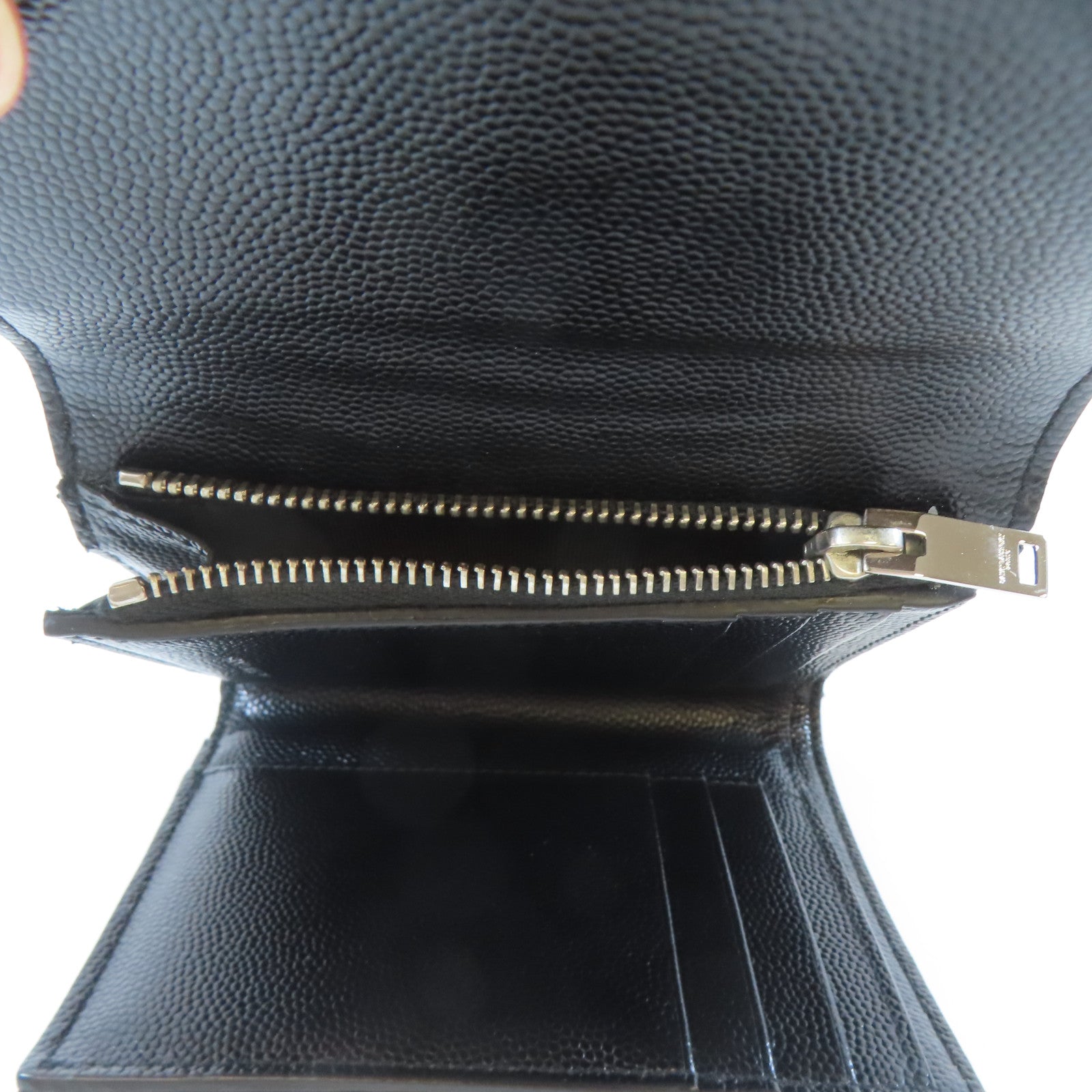 SAINT LAURENT 牛皮皮革Wallet銀扣錢包黑色