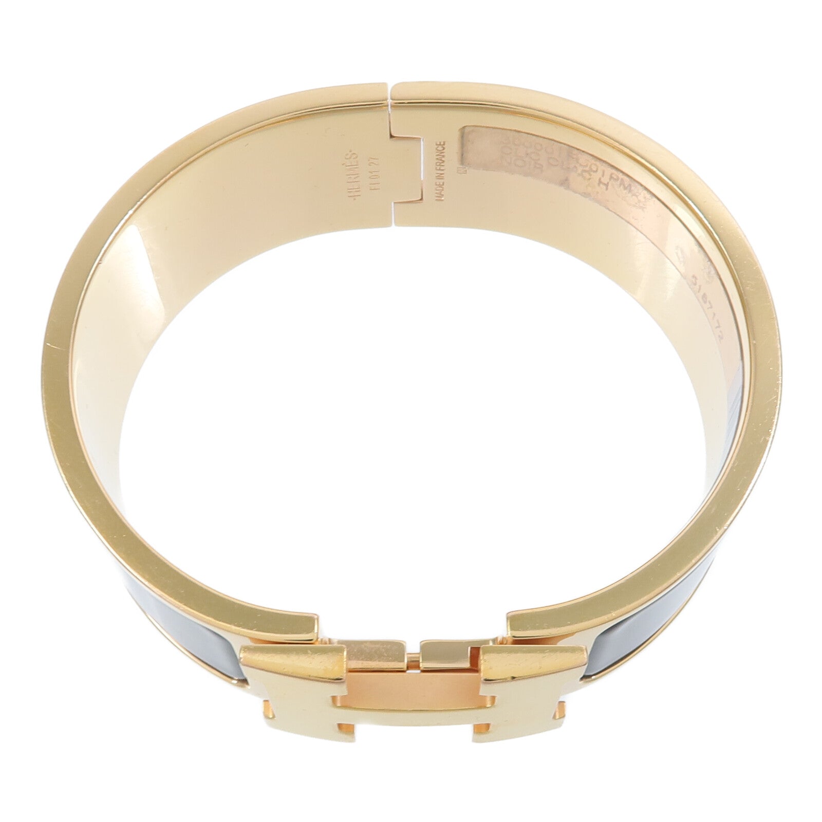 HERMES 金屬/琺瑯Clic Clac H Bracelet手鐲Noir