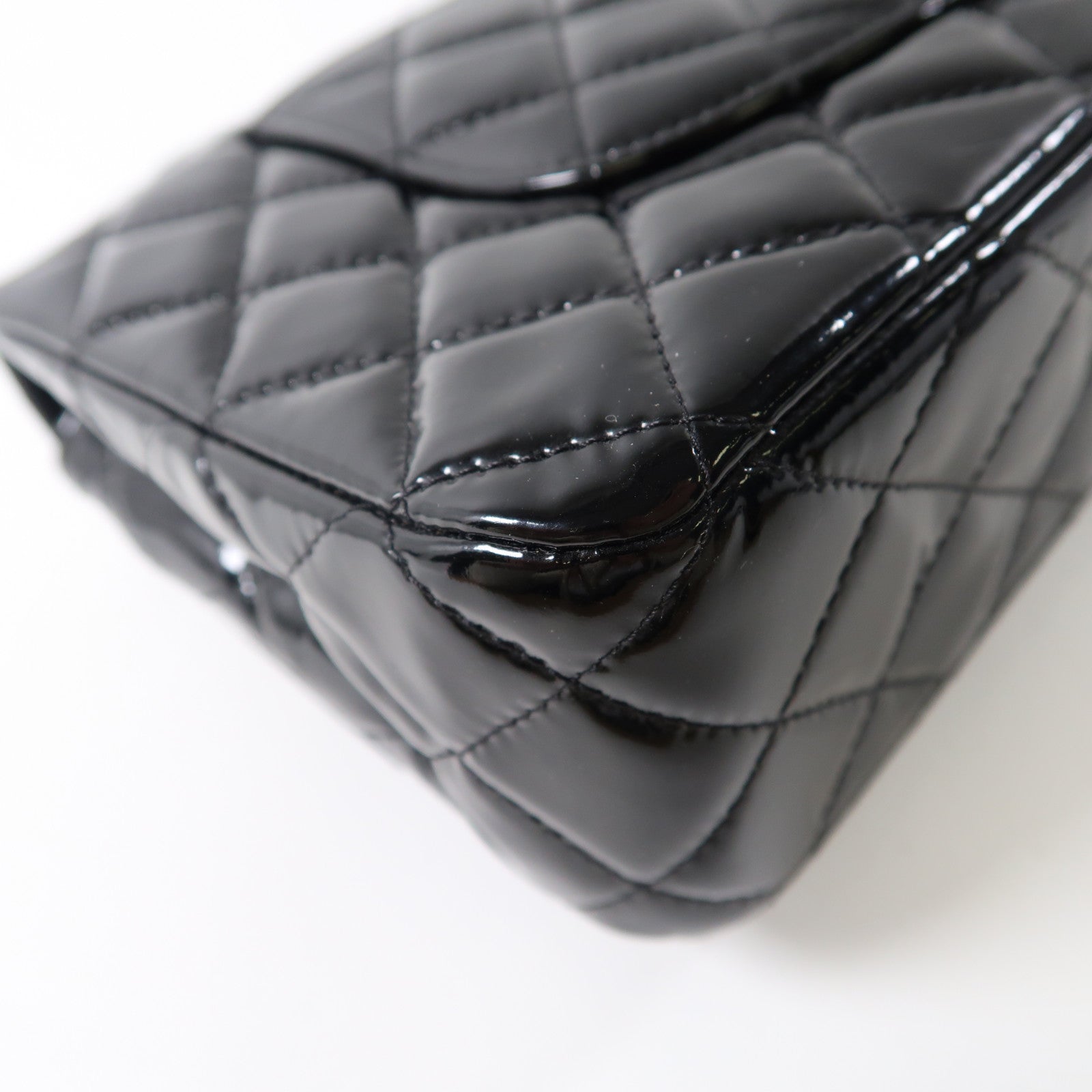 CHANEL 【激減優惠】漆皮皮革Chain Shoulder銀扣鏈帶肩背袋黑色