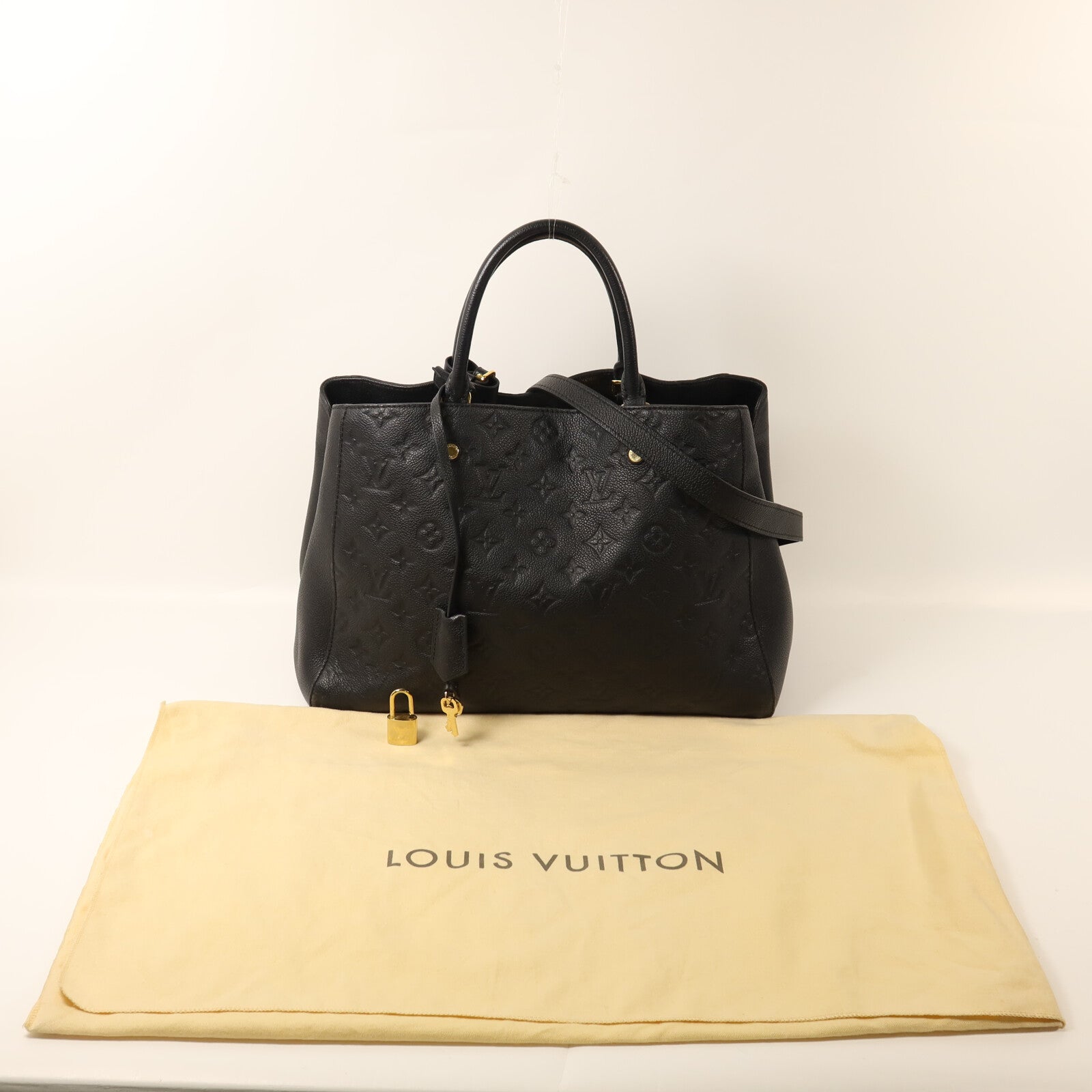 LOUIS VUITTON Monogram Empreinte Montaigne GM金扣手挽肩背兩用袋