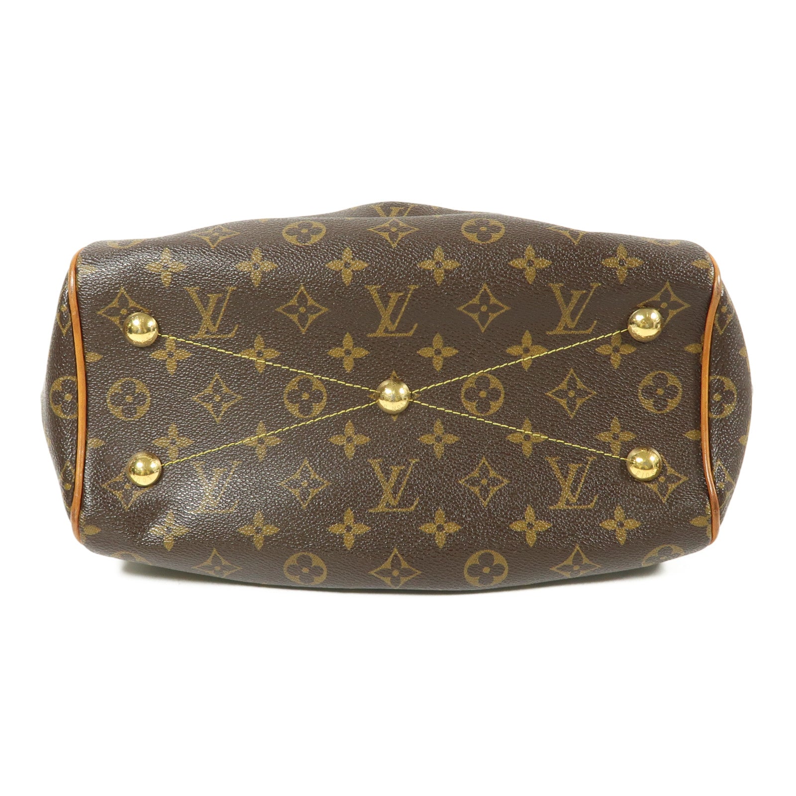 LOUIS VUITTON Monogram Tivoli PM金扣手挽袋棕色
