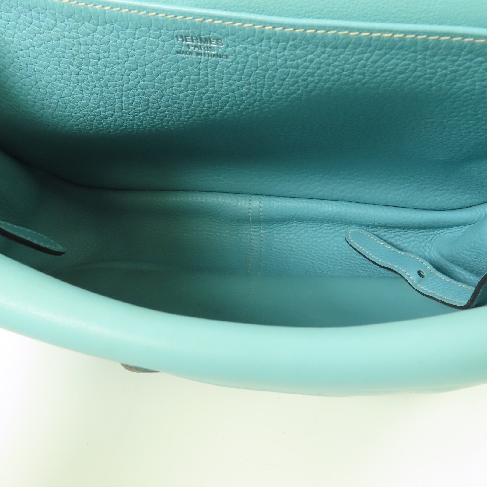 HERMES Clemence皮革Halzan 31銀扣3P Bleu Atoll/蒂芬尼藍