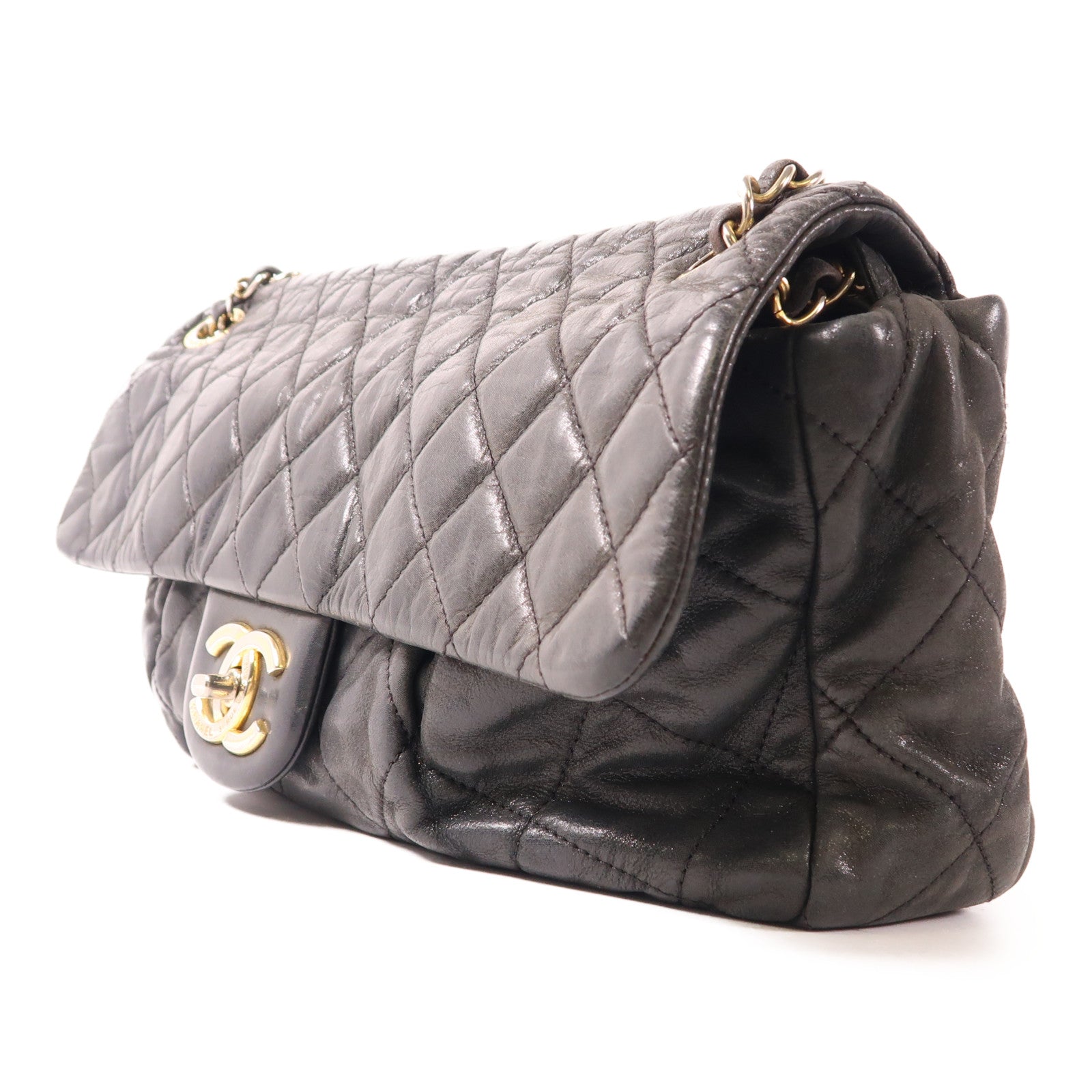 CHANEL 牛皮皮革Chain Shoulder金扣鏈帶肩背袋